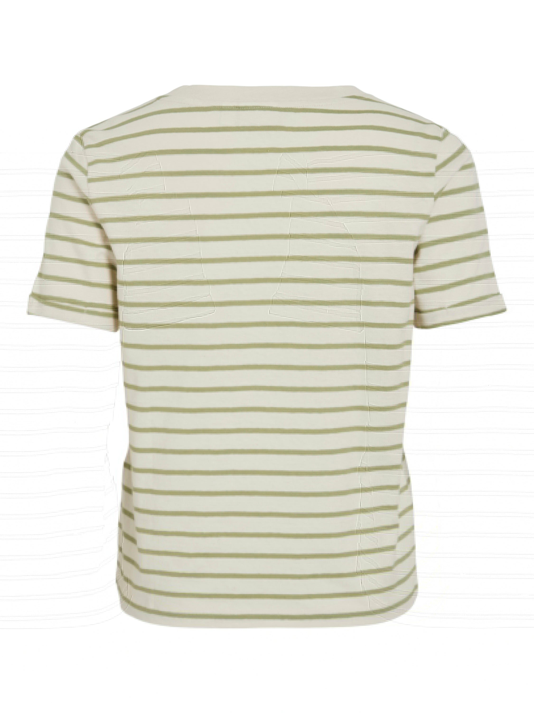 Birch/ sage t-shirt met v-hals en strepen Vila