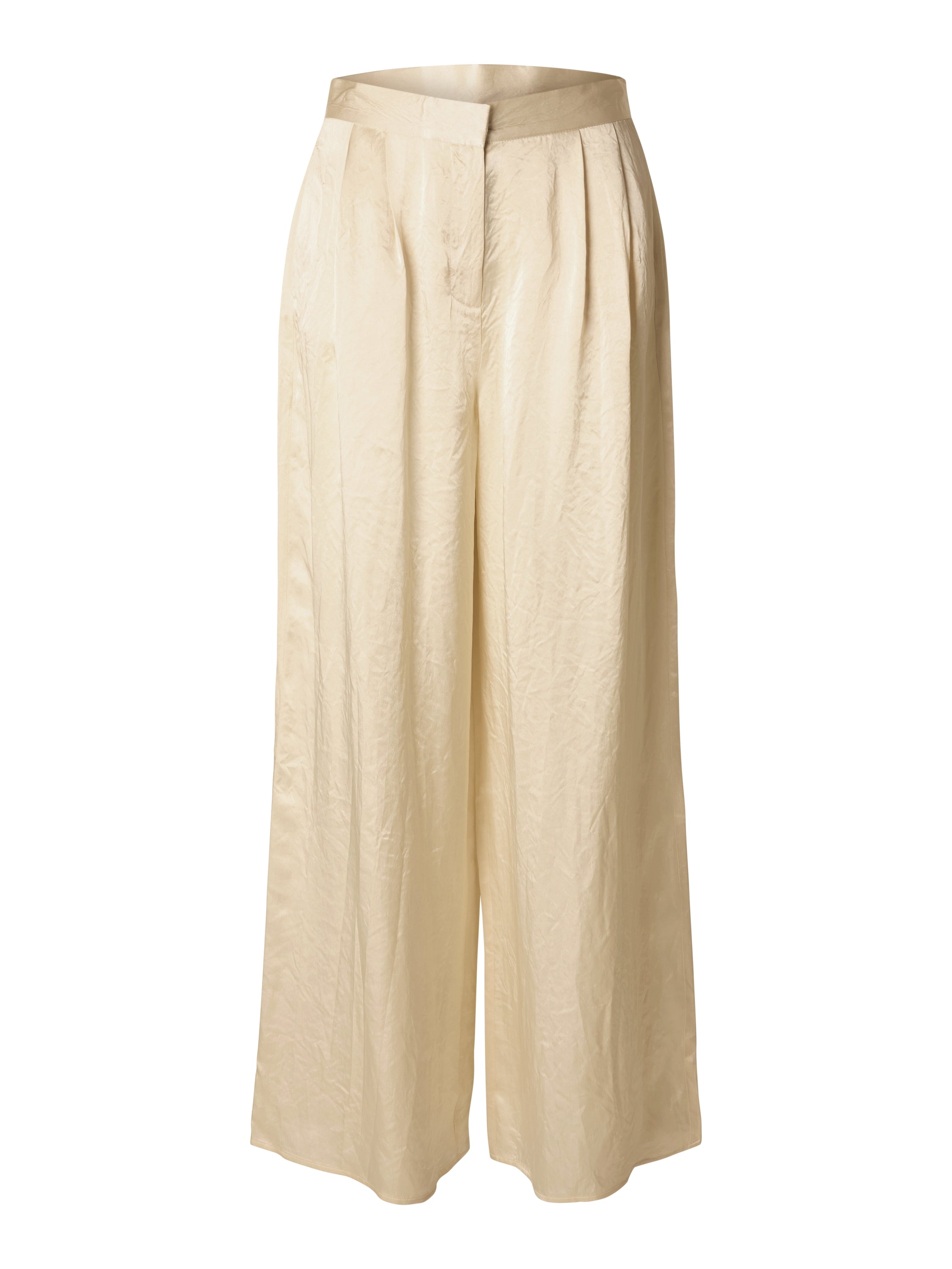 Pantalon large beige brillant à plis Sélectionné