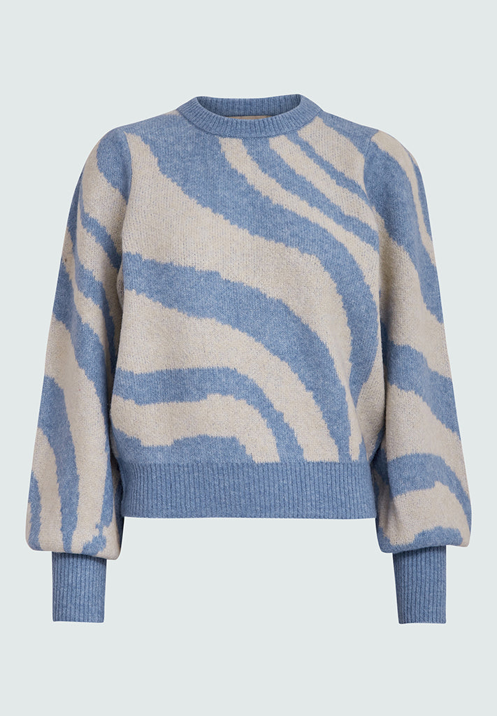 Pull écru à imprimé bleu clair Fabiola Peppercorn