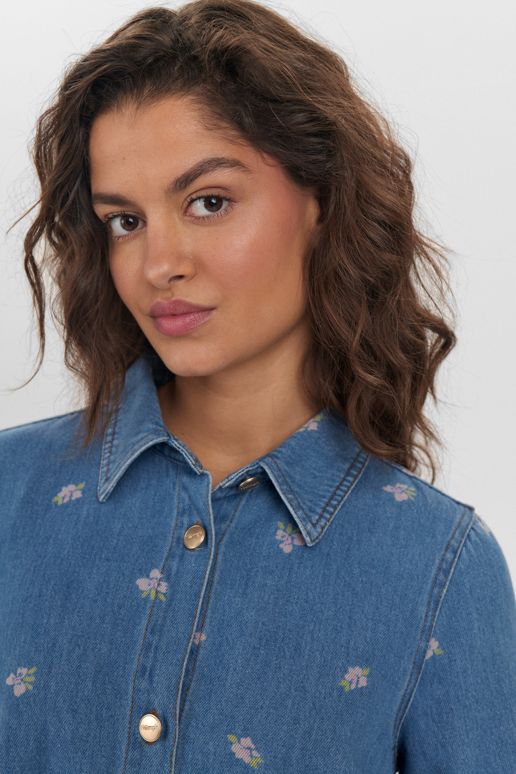 Jeansjurk met bloemetjesmotief Ibiza Dress Numph