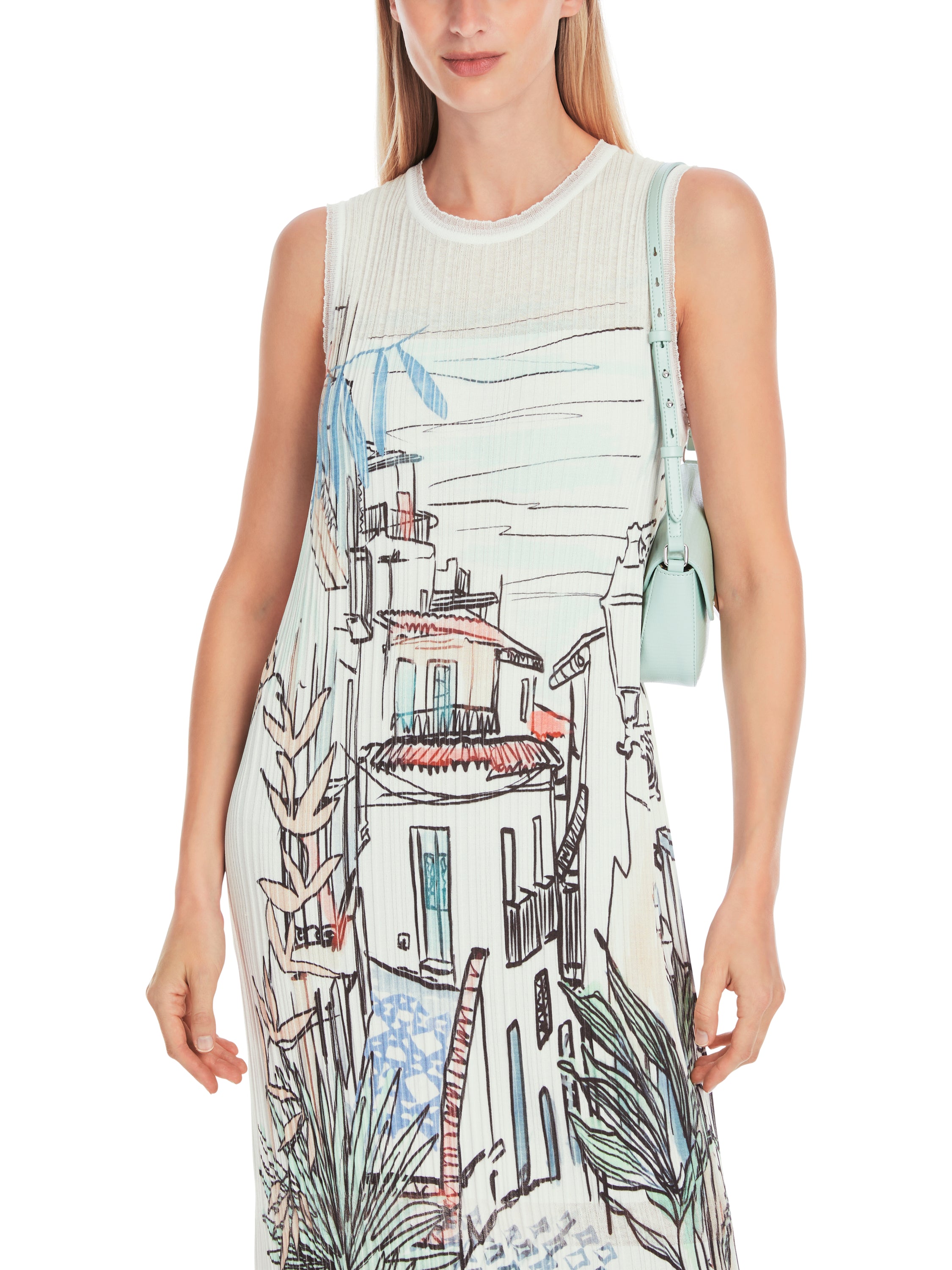 Witte jurk in ribbel met print Marccain Collection