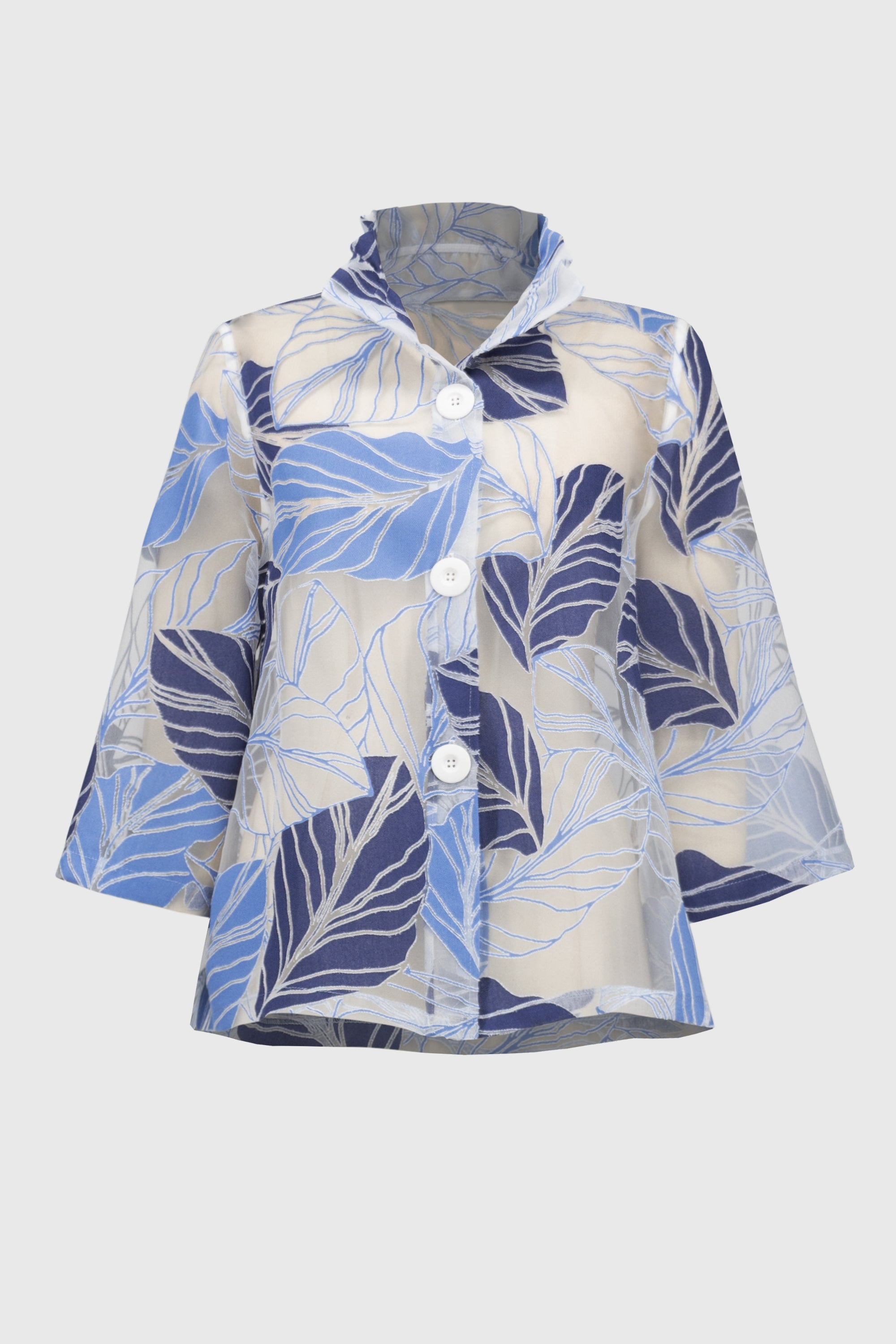 Chemisier bleu clair transparent à imprimé floral Joseph Ribkoff
