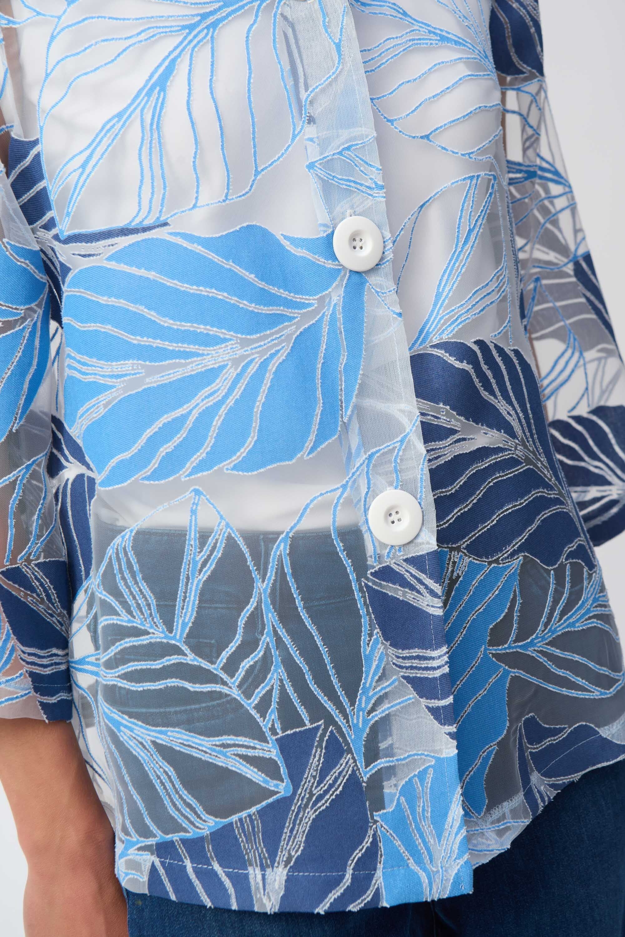Chemisier bleu clair transparent à imprimé floral Joseph Ribkoff