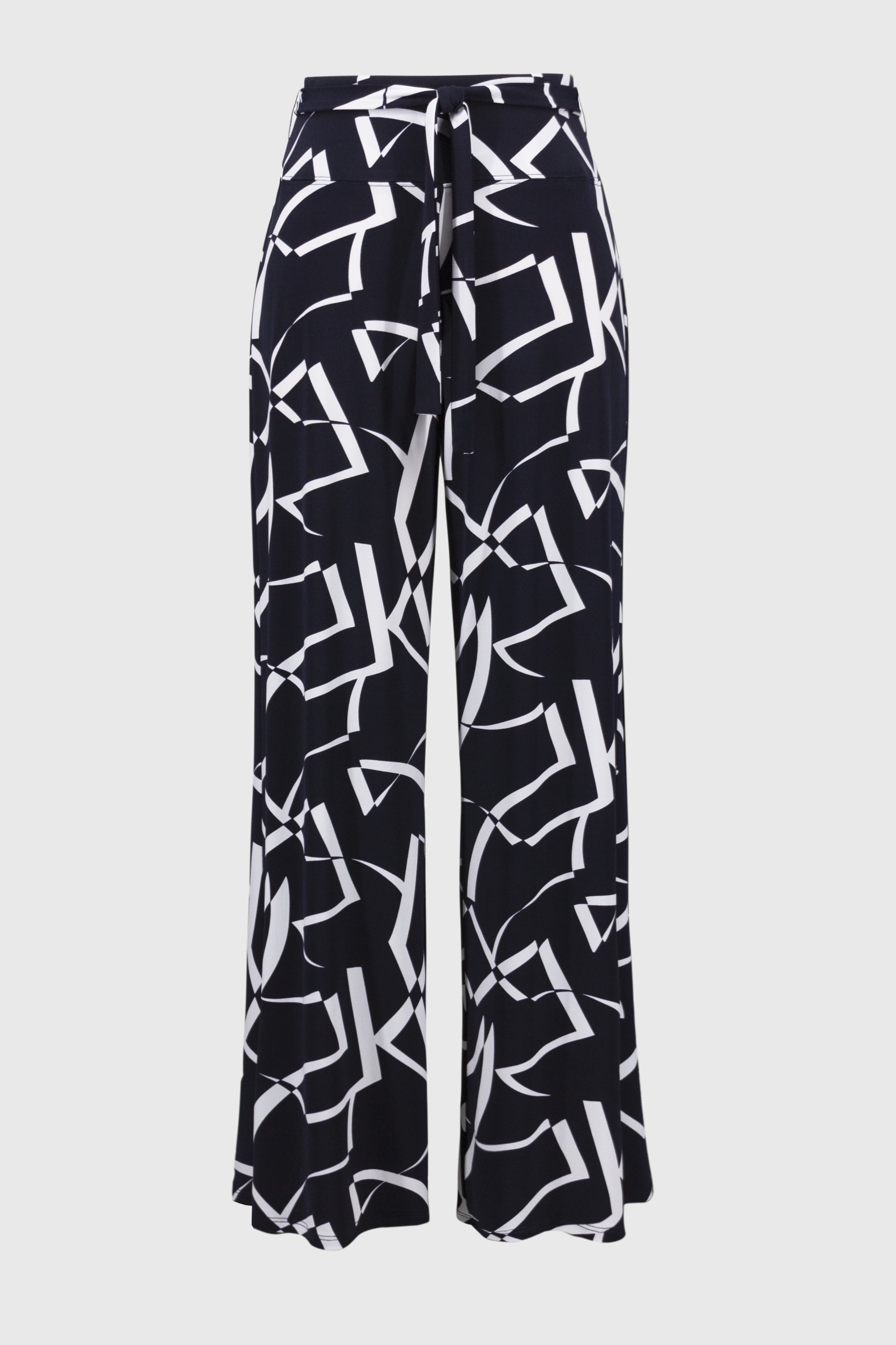 Donkerblauwe soepelvallende broek met witte print Joseph Ribkoff