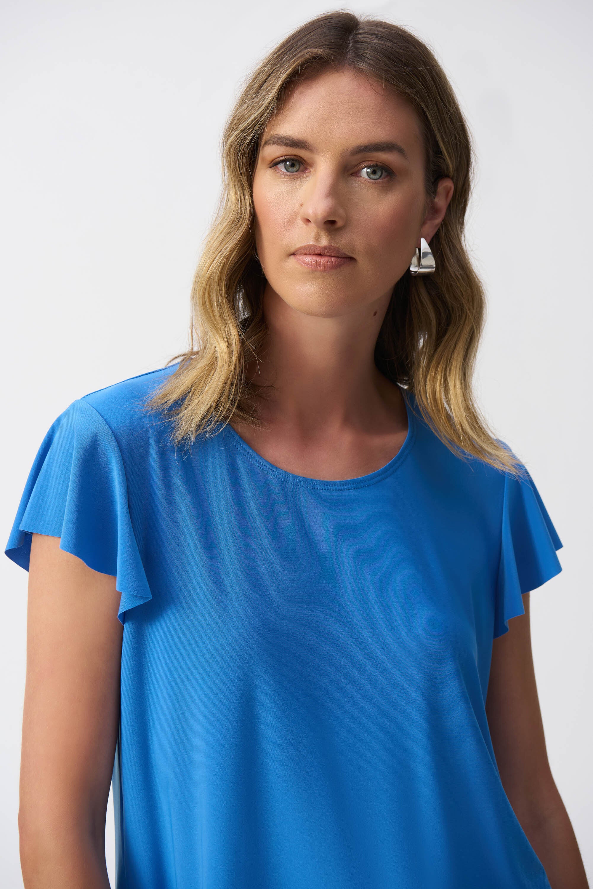 Jeansblauwe t-shirt met ronde hals Joseph Ribkoff
