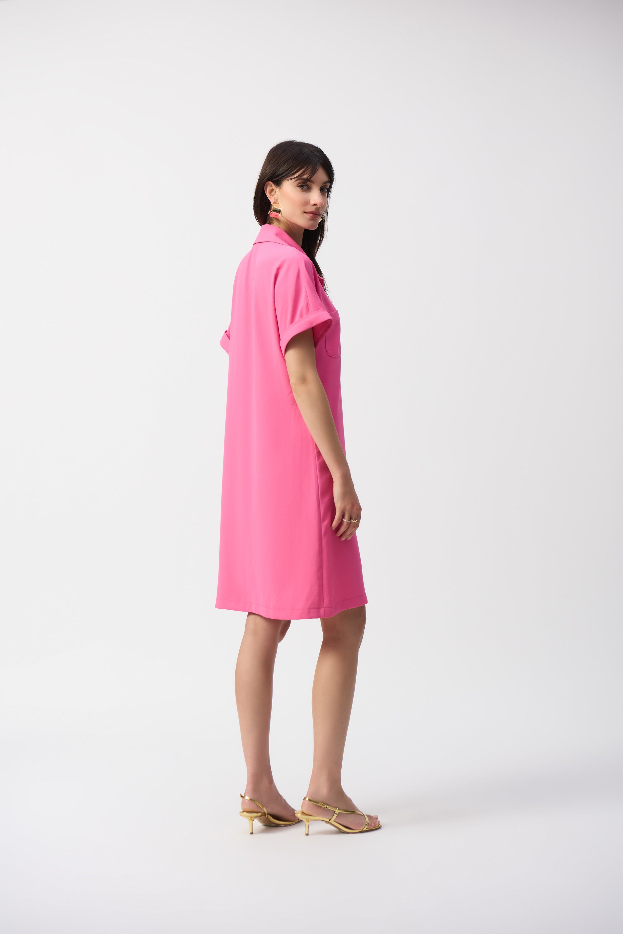 Robe-chemise rose à poches plaquées Joseph Ribkoff