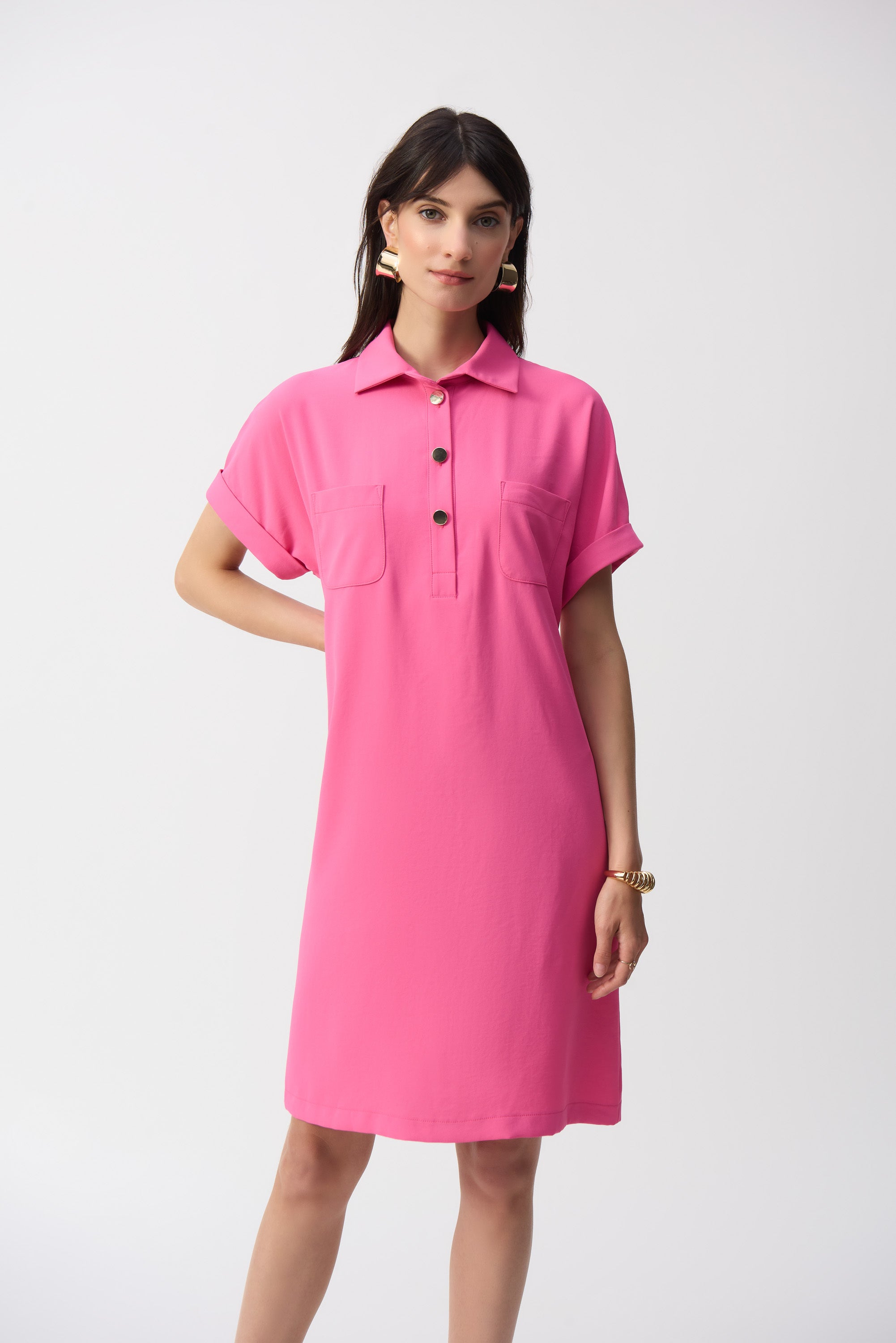Robe-chemise rose à poches plaquées Joseph Ribkoff