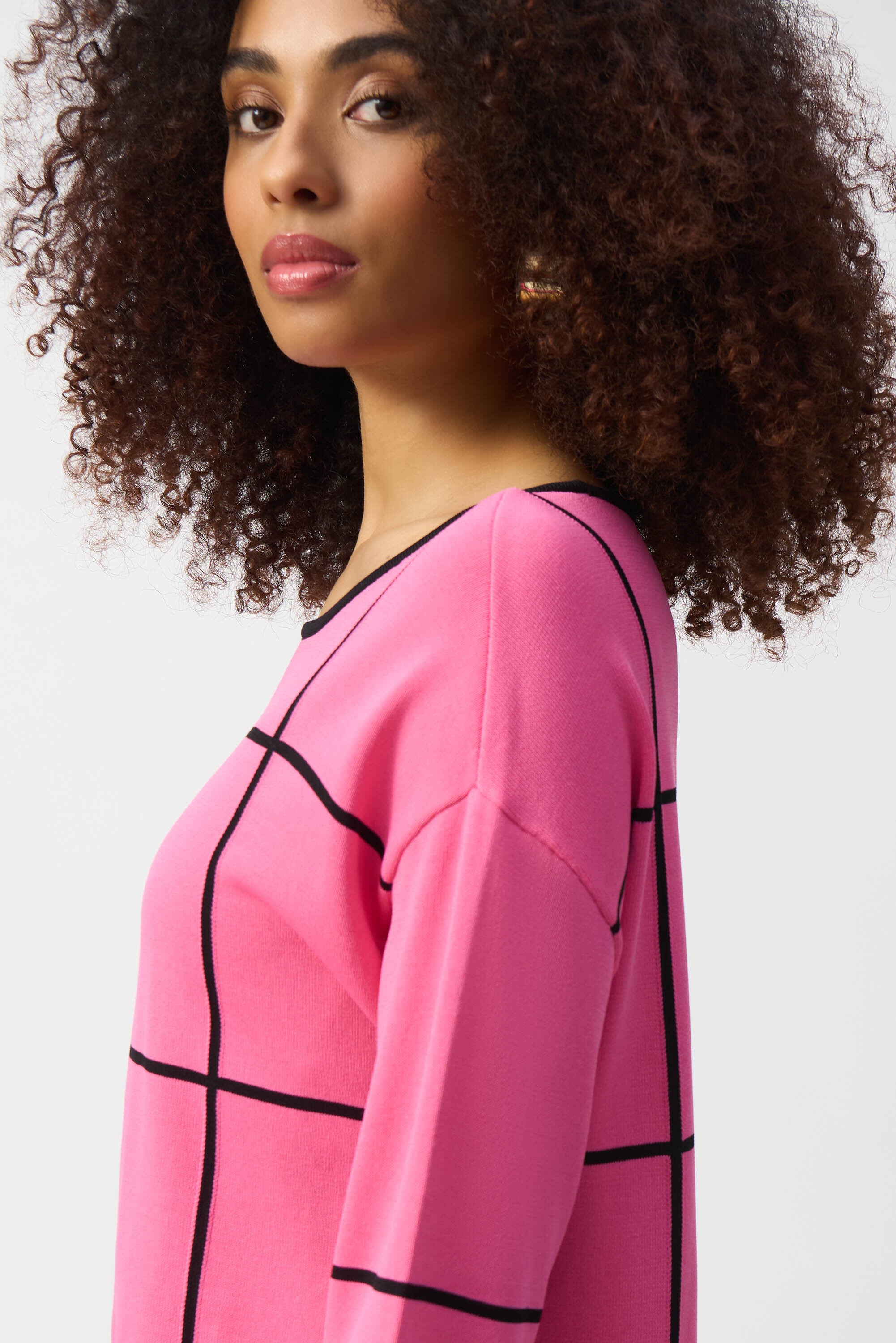 Pull rose fluo à rayures noires Jozeph Ribkoff