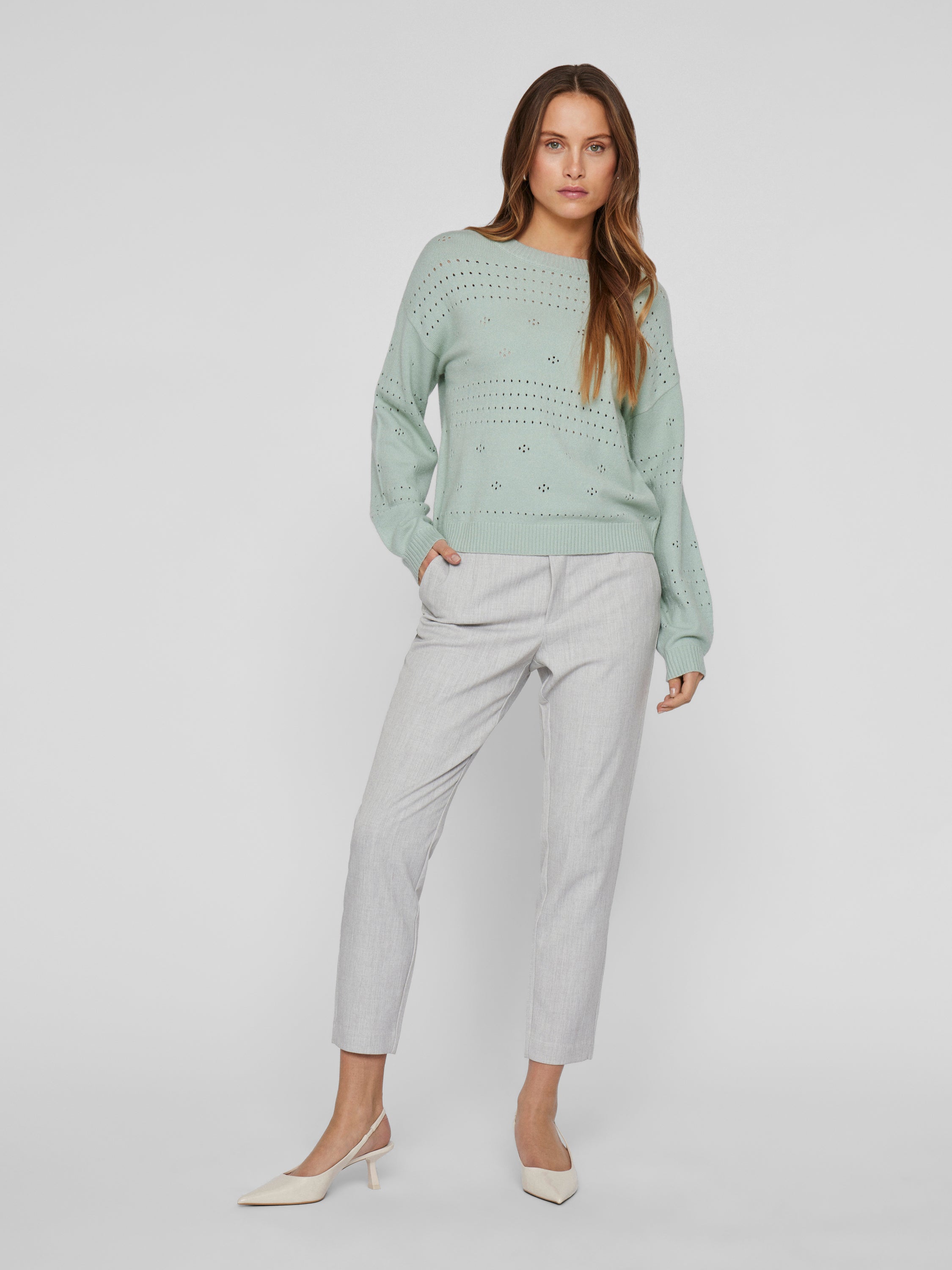 Lichtgroene pull met boothals Viril Vila