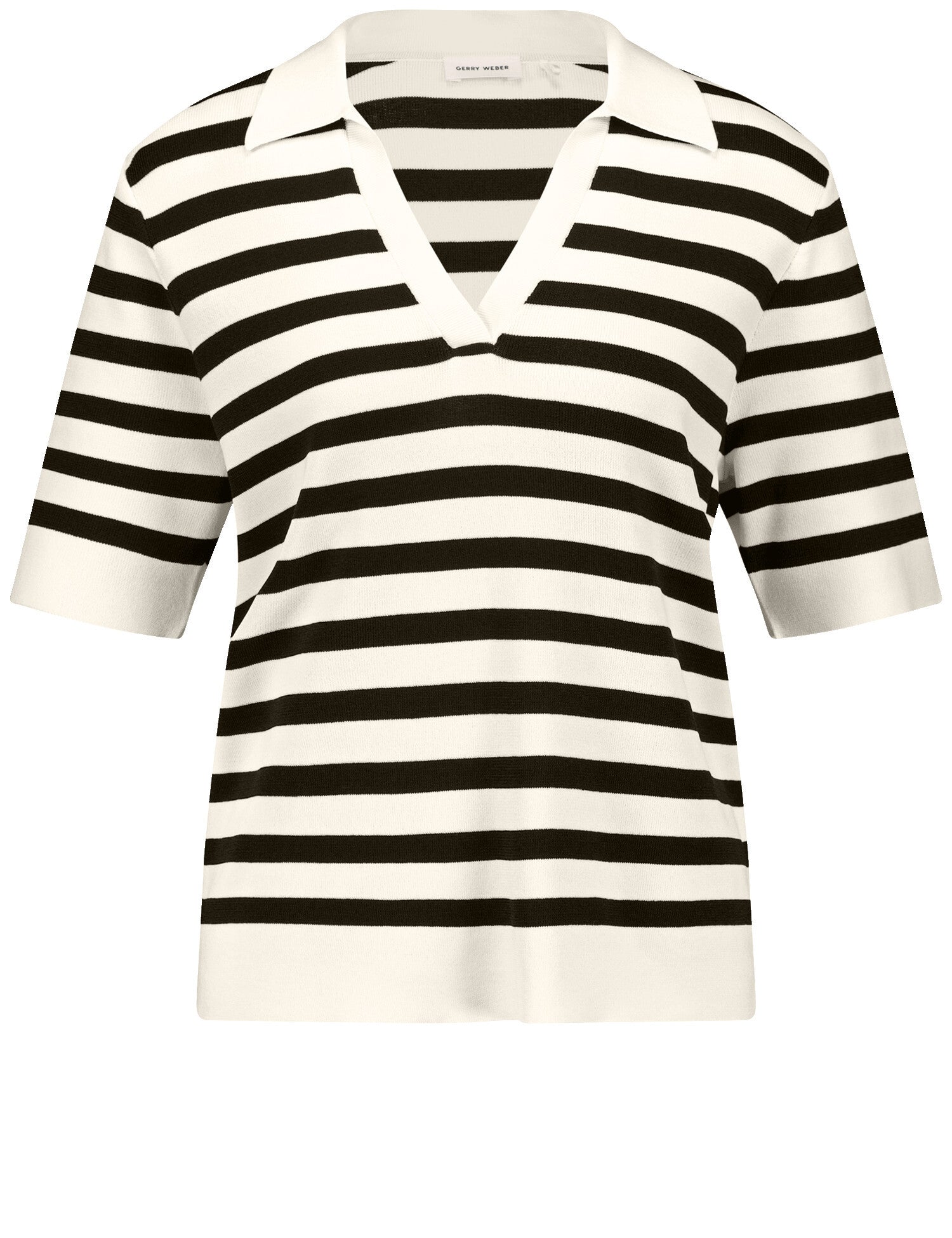 Zwart wit getreepte pull met kraag Gerry Weber