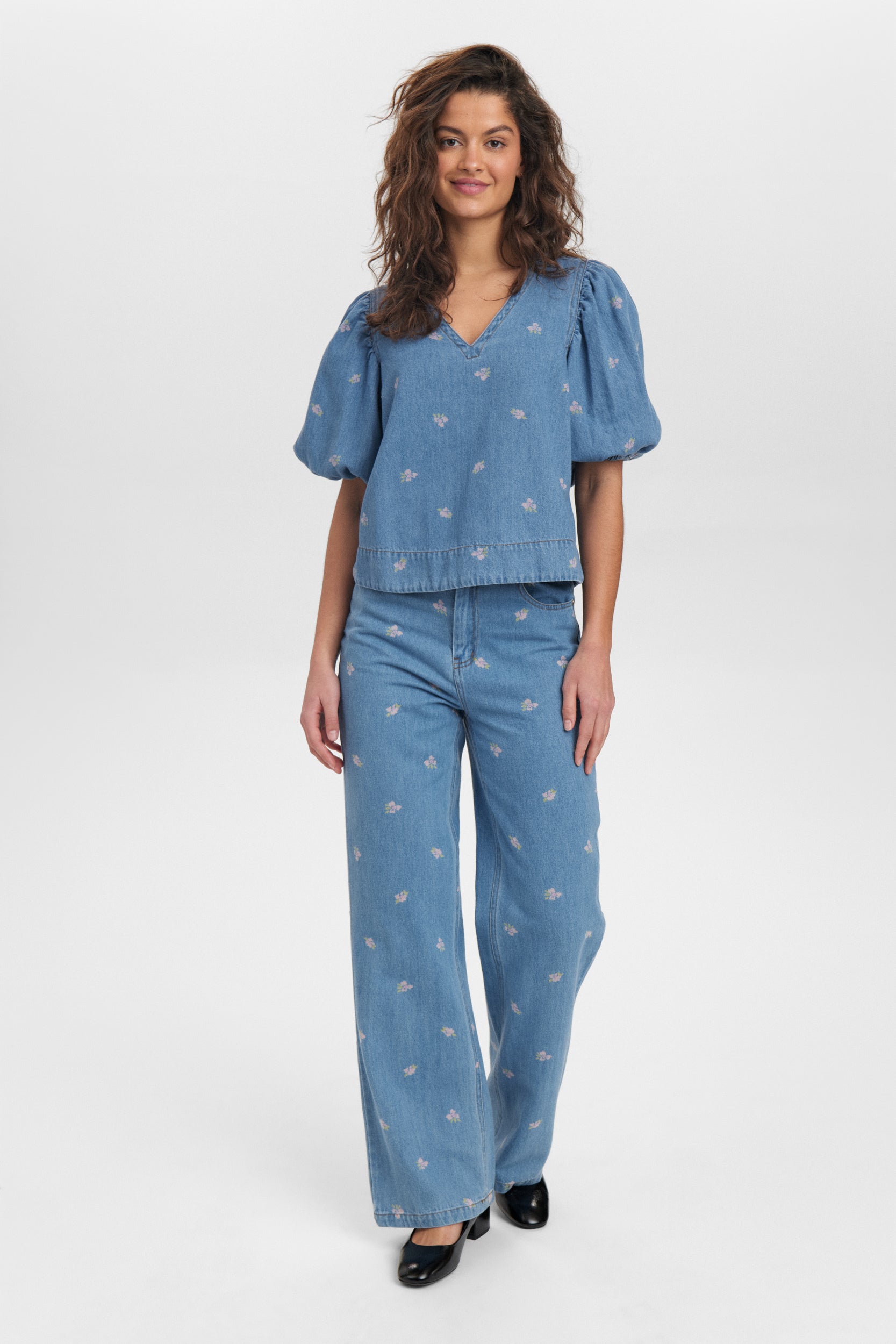Jeansblouse met bloemetjesmotief Ibiza Blouse Numph