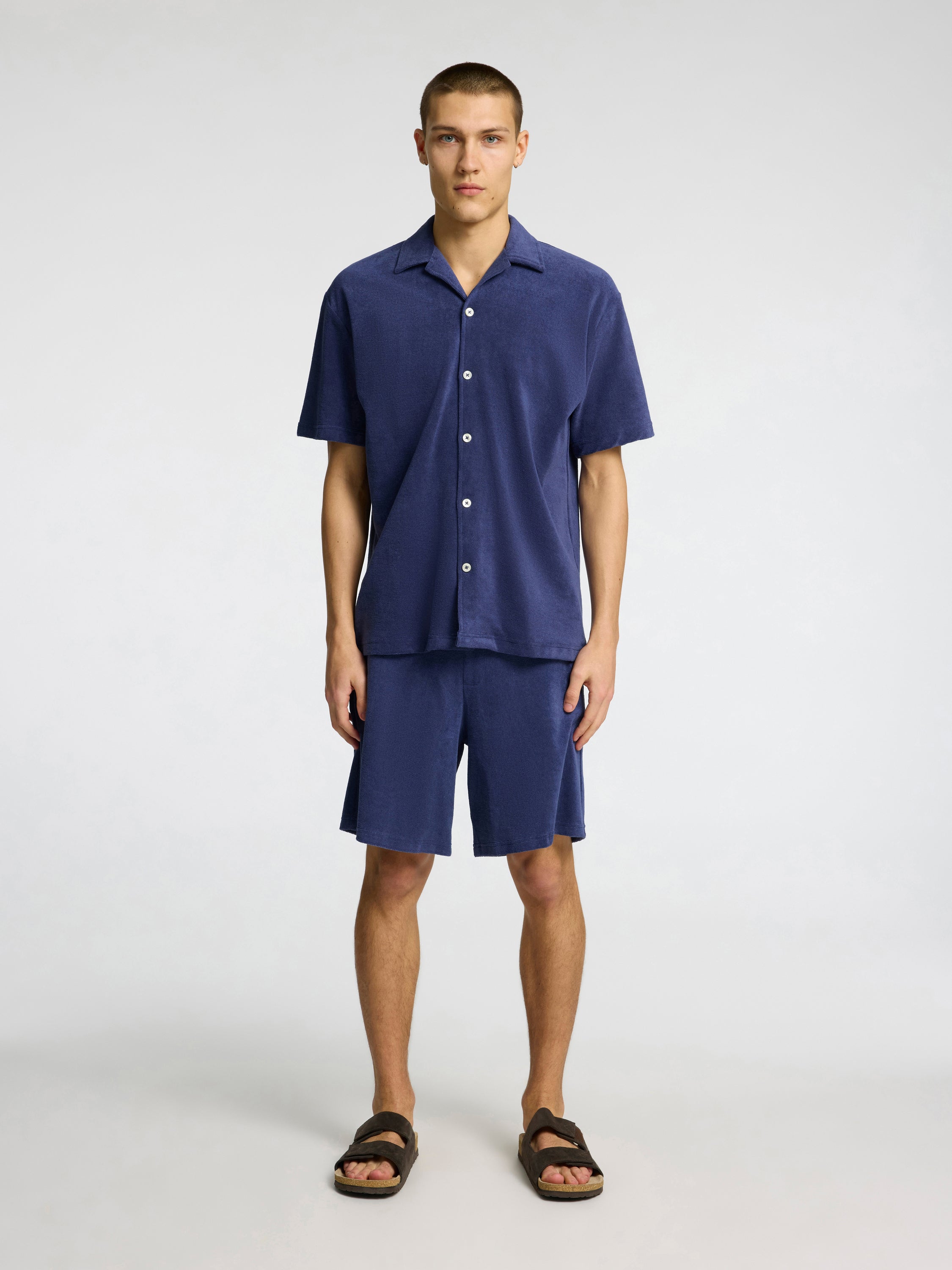 Blauw hemd in badstof Selected