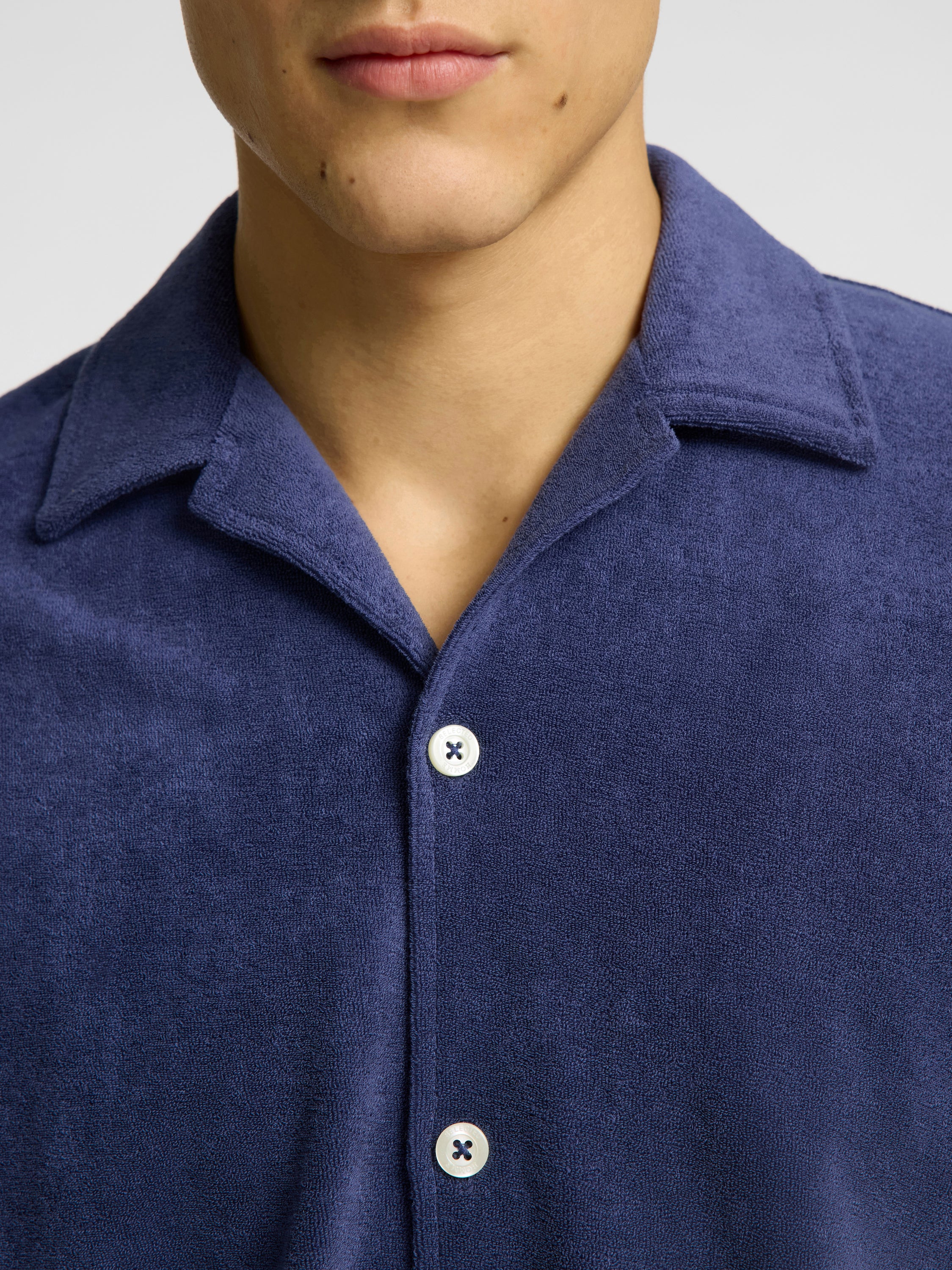 Blauw hemd in badstof Selected