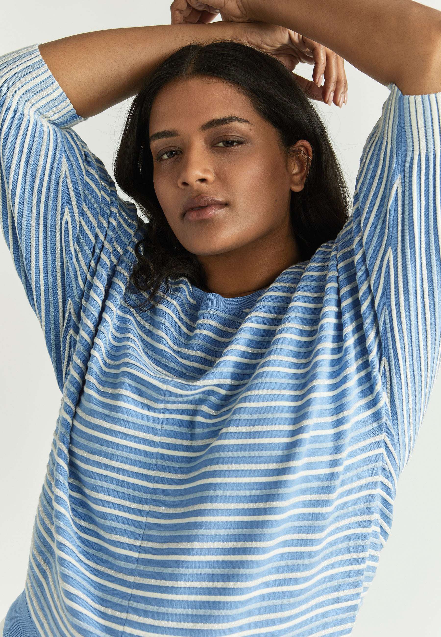 Pull rayé bleu avec fil pailleté Gaboni Xandres