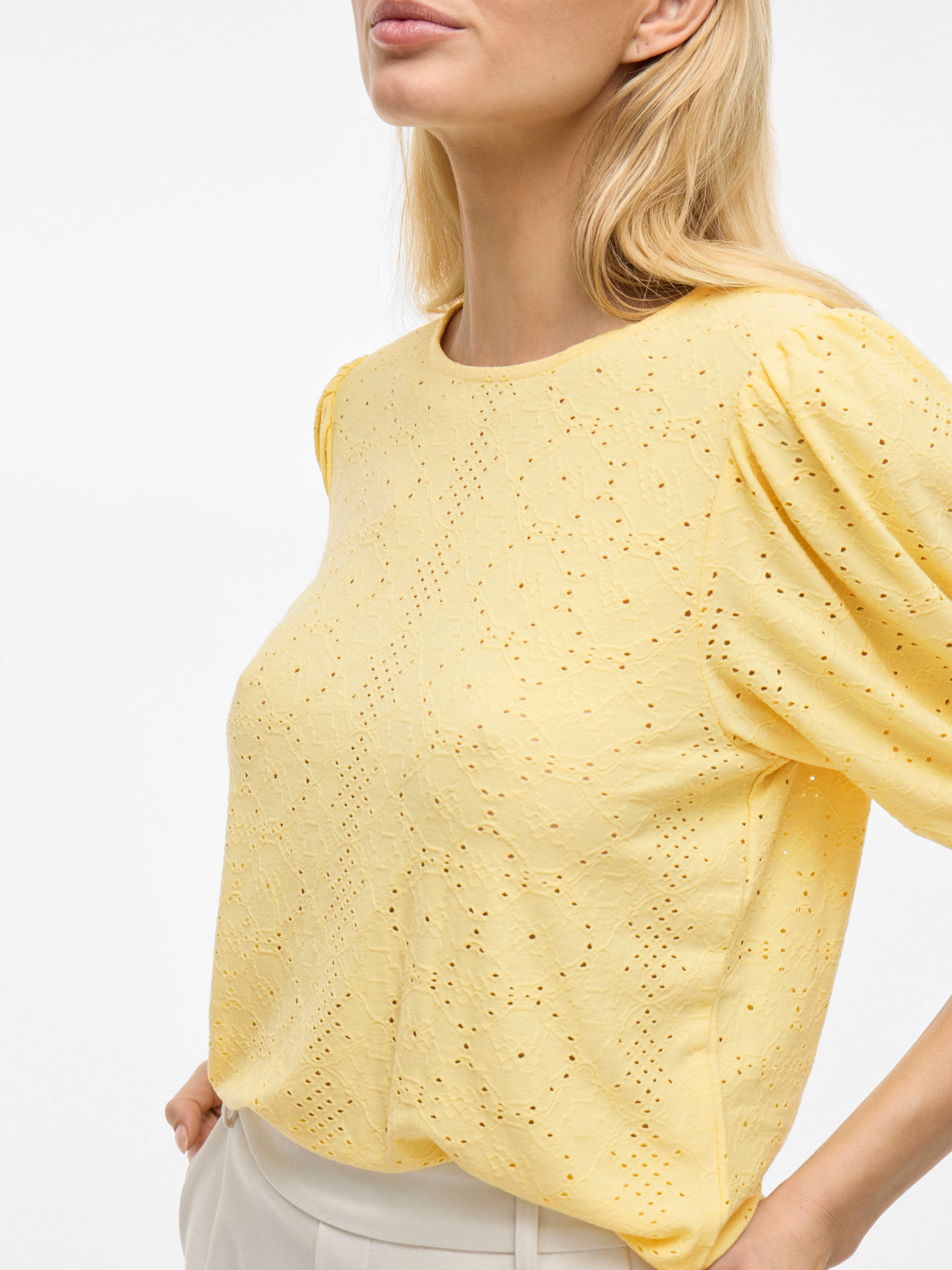 T-shirt jaune à manches bouffantes Vikally Vila