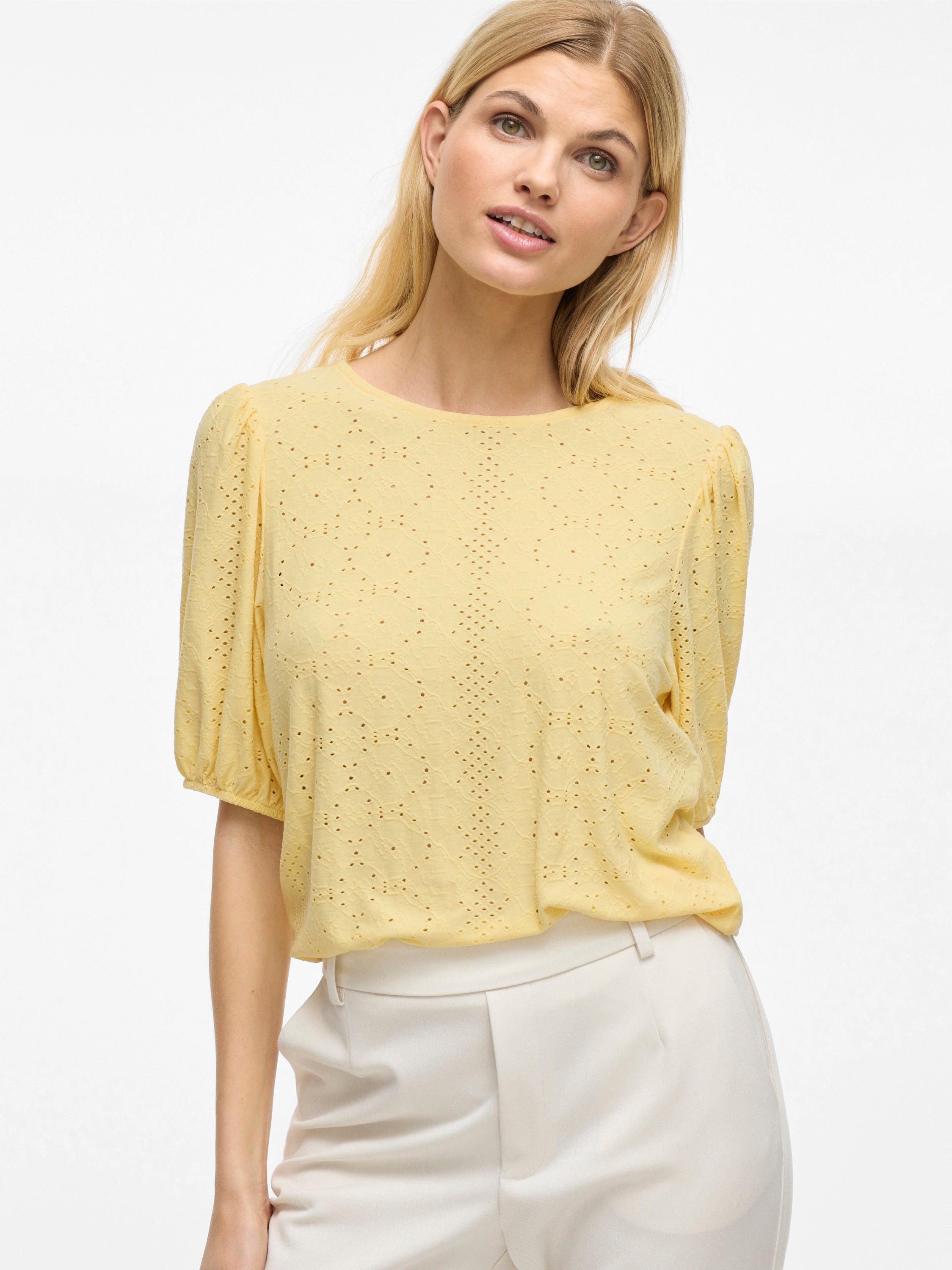 Gele t-shirt met pofmouw Vikally Vila