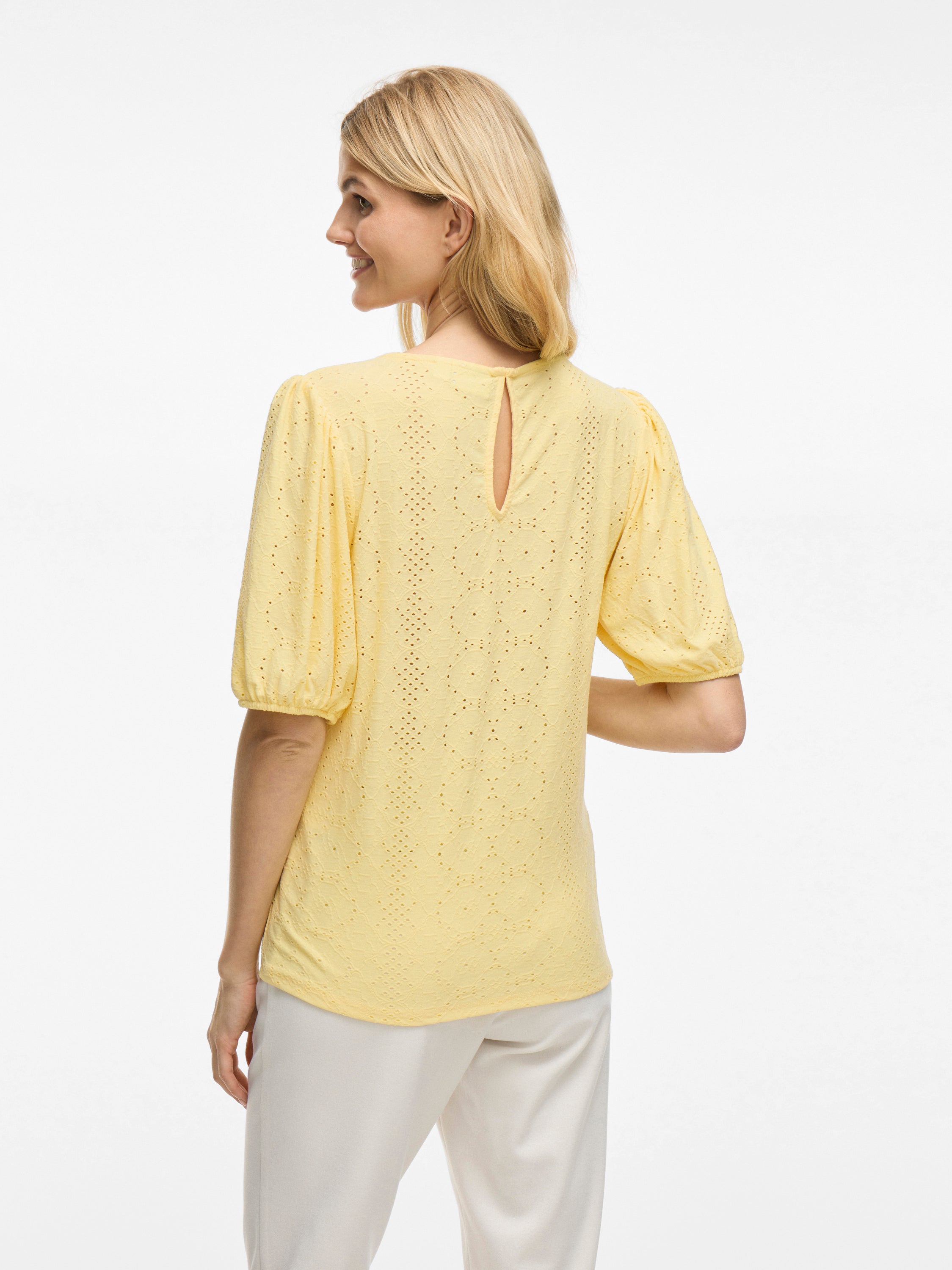 T-shirt jaune à manches bouffantes Vikally Vila