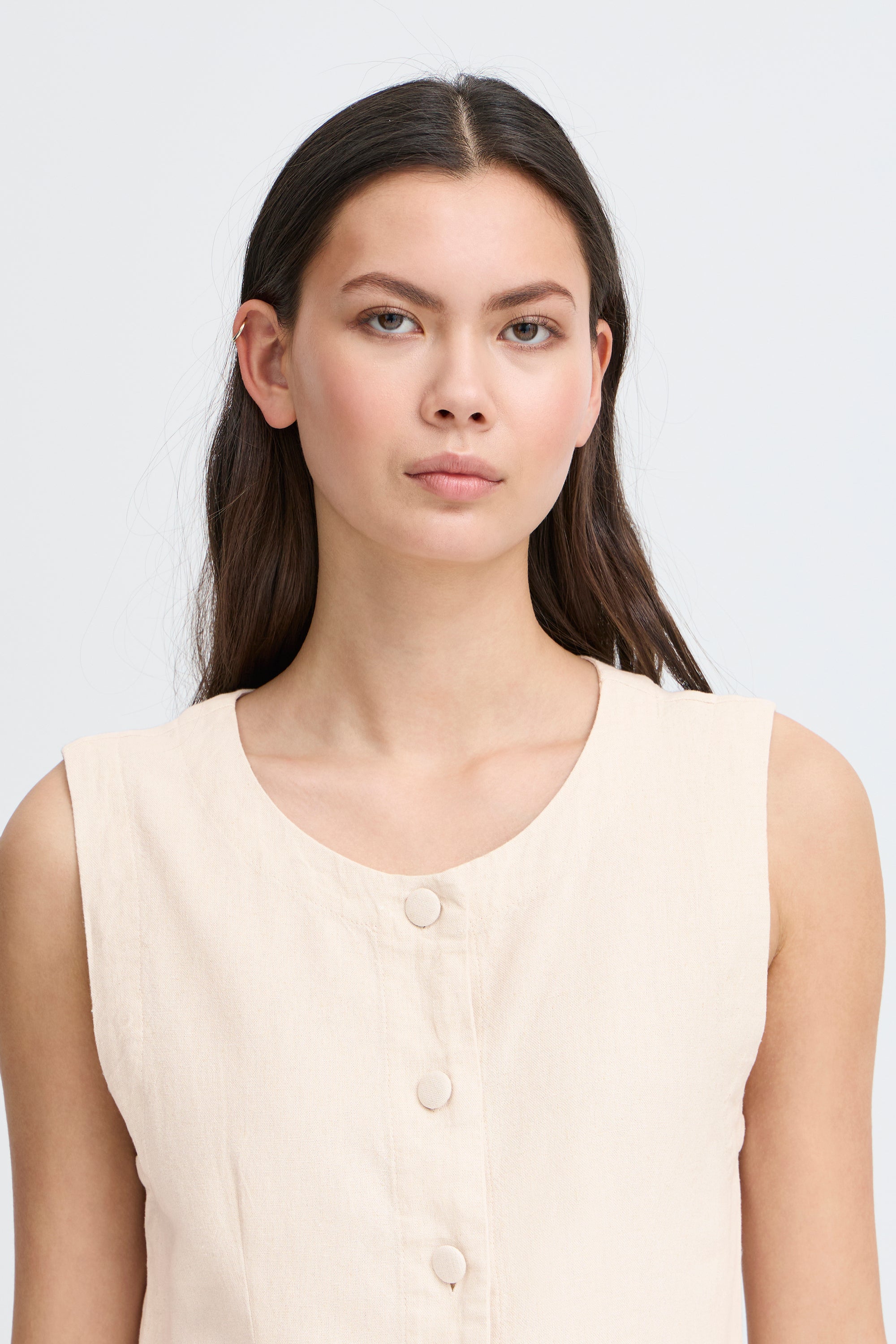 Débardeur en lin blanc Ichi