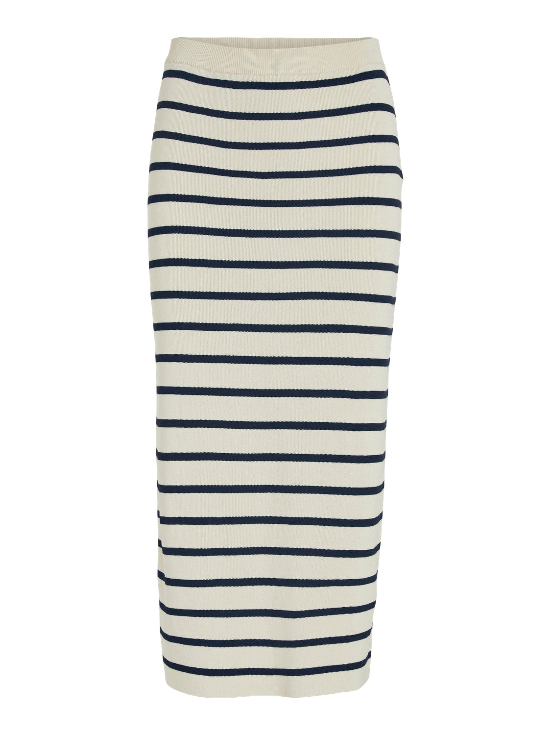 Jupe beige à rayures bleu foncé et fente au dos Vimaka Vila