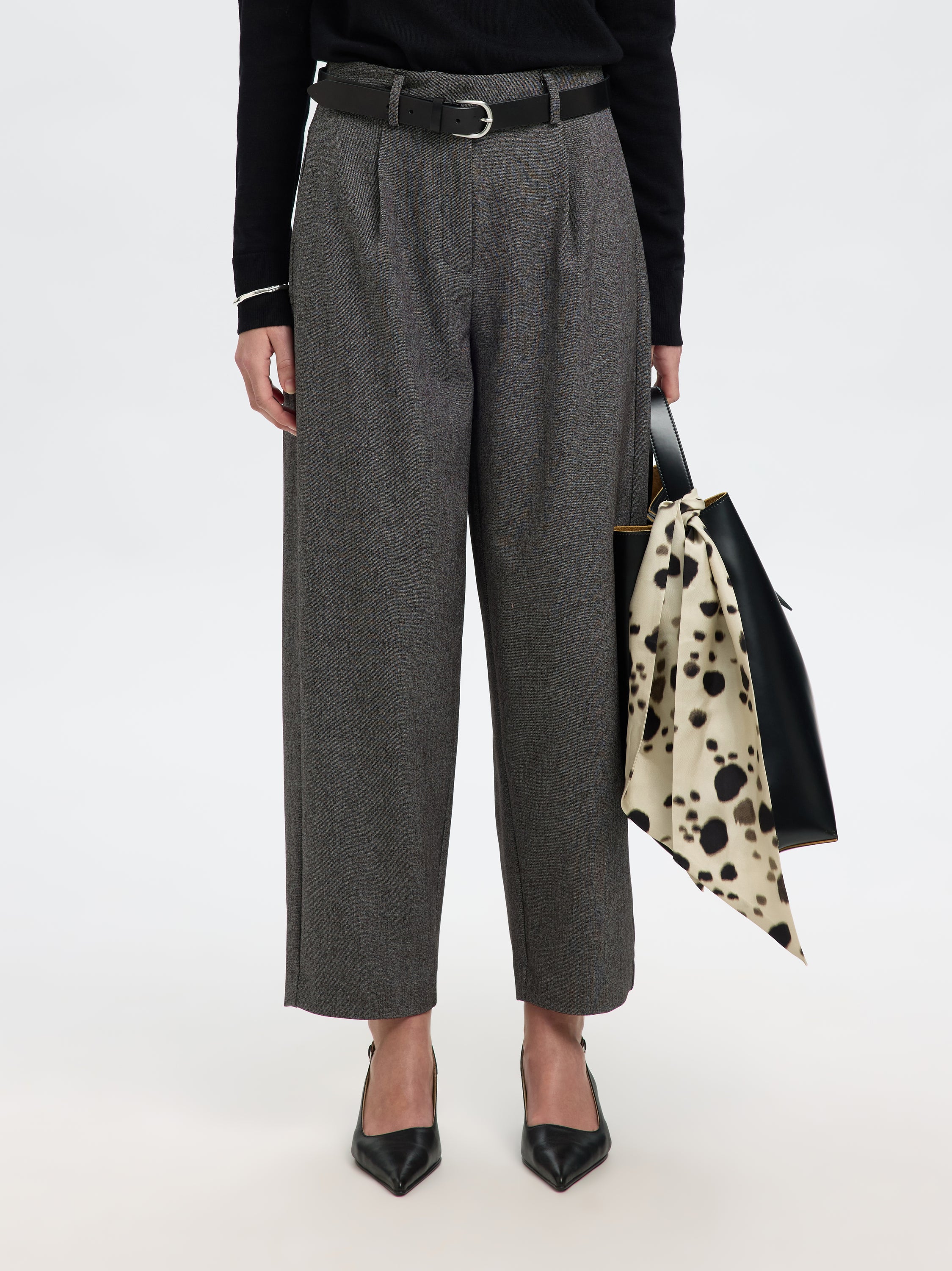 Black/struture lange broek Selected