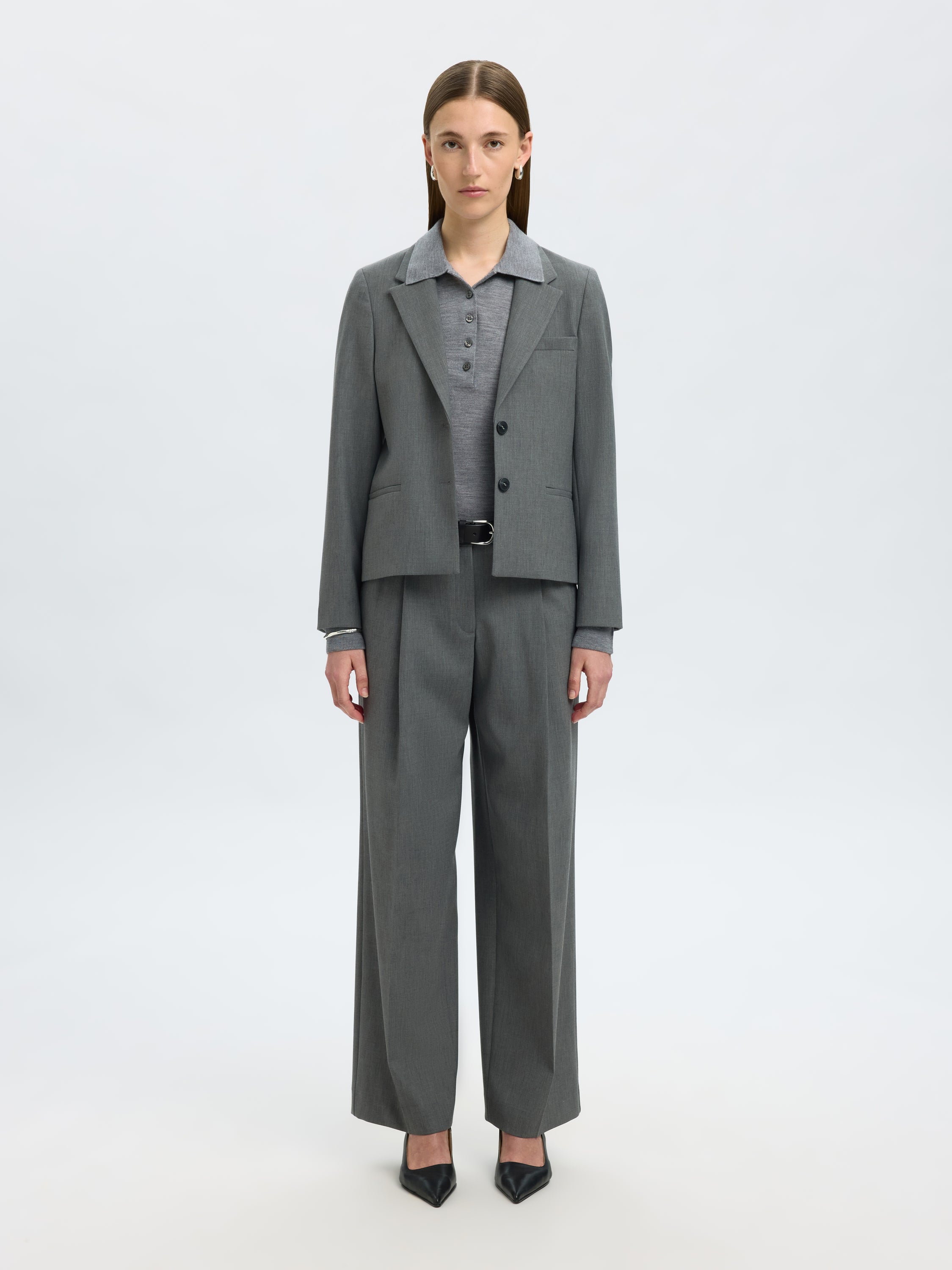Grijze blazer Lano Selected Femme