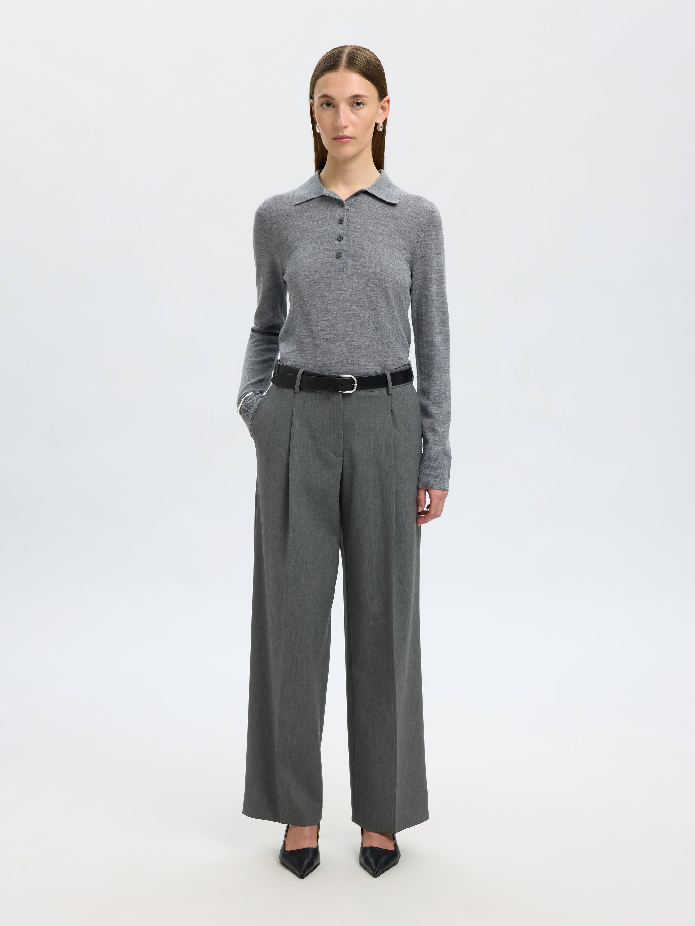 Grijze geklede broek Selected Femme