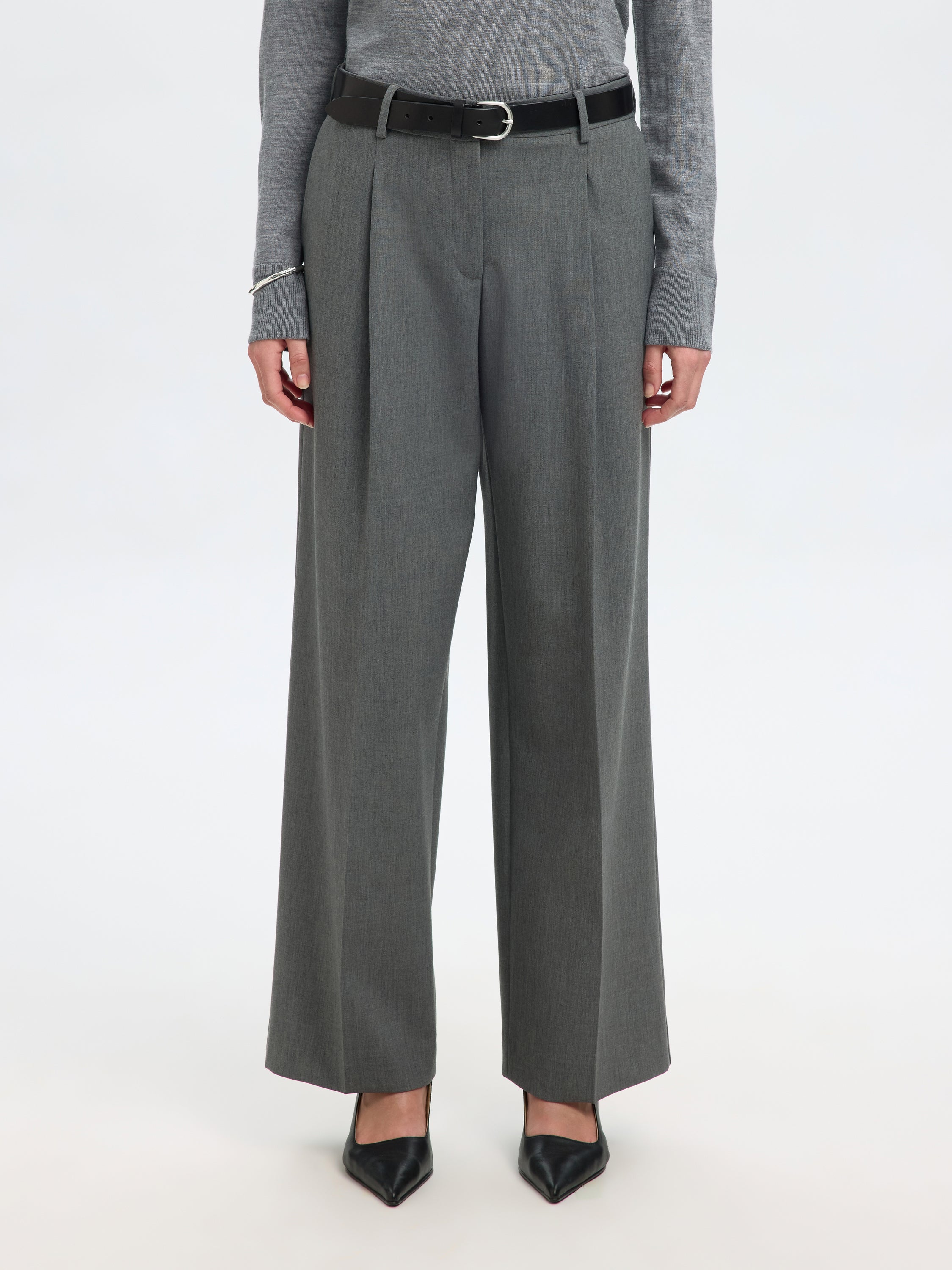 Grijze geklede broek Selected Femme