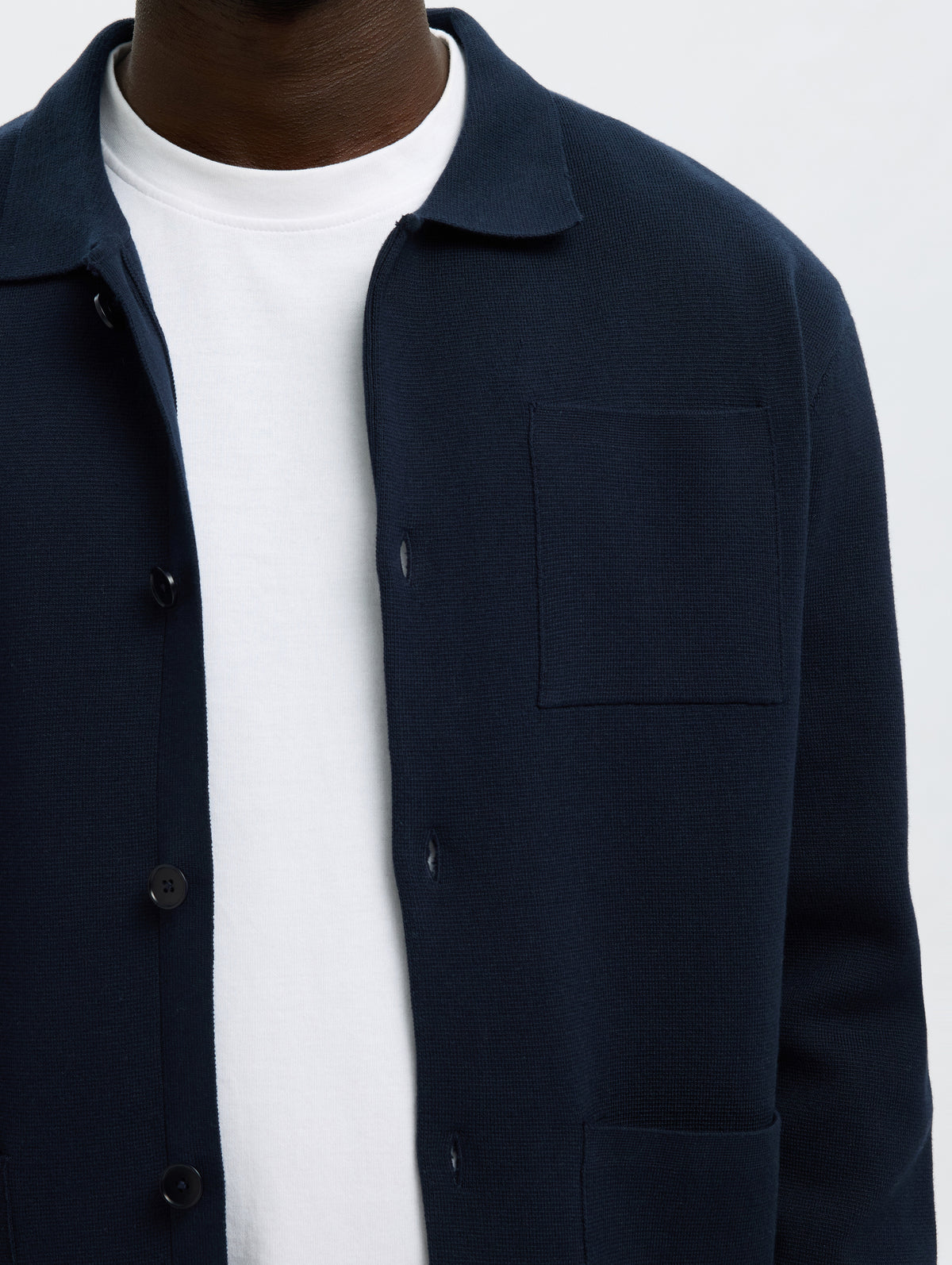 Donkerblauwe gilet met kraag en knopen Selected