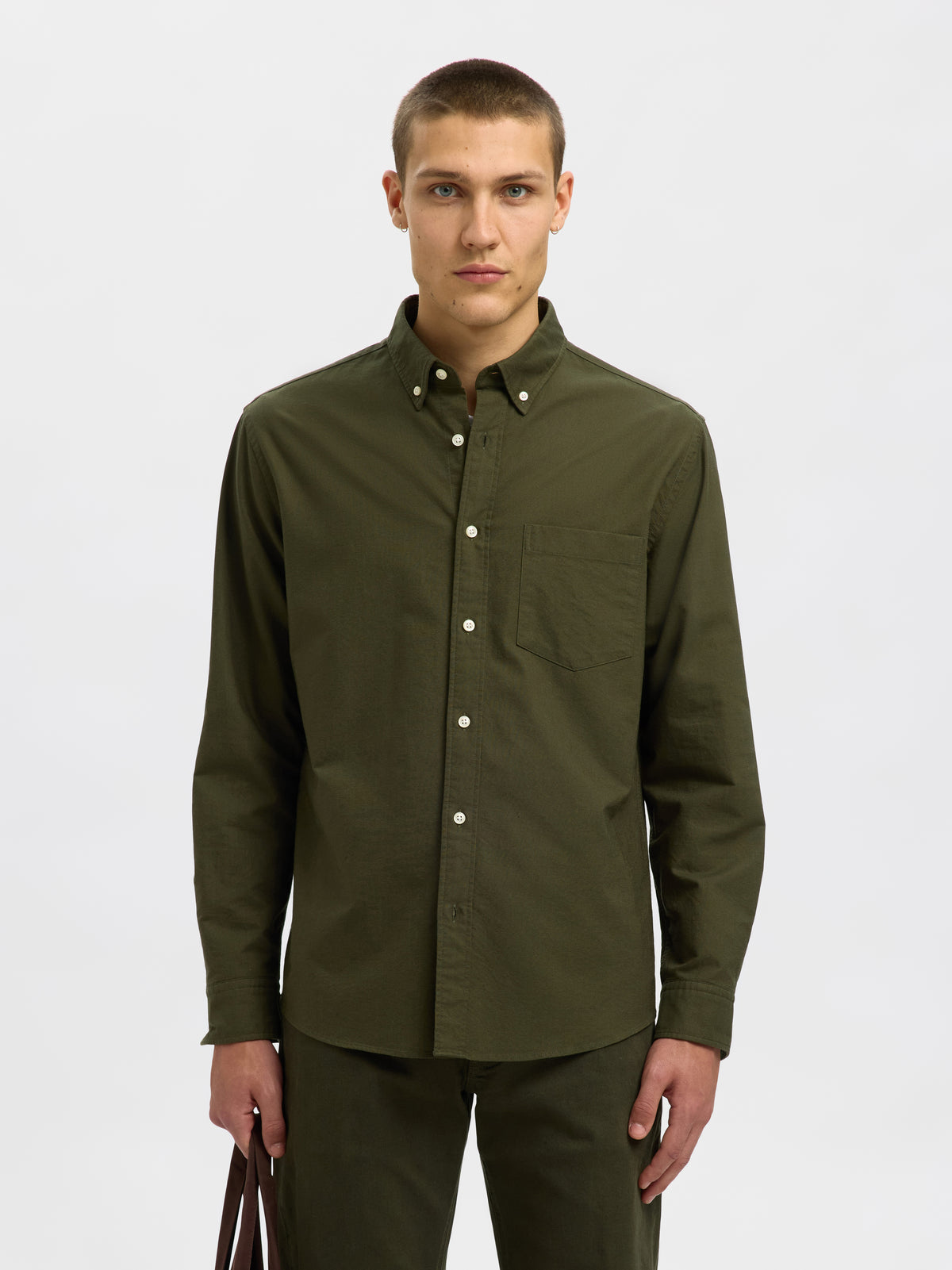 Forest night kalamata katoenen hemd (regular fit) met lange mouwen Selected