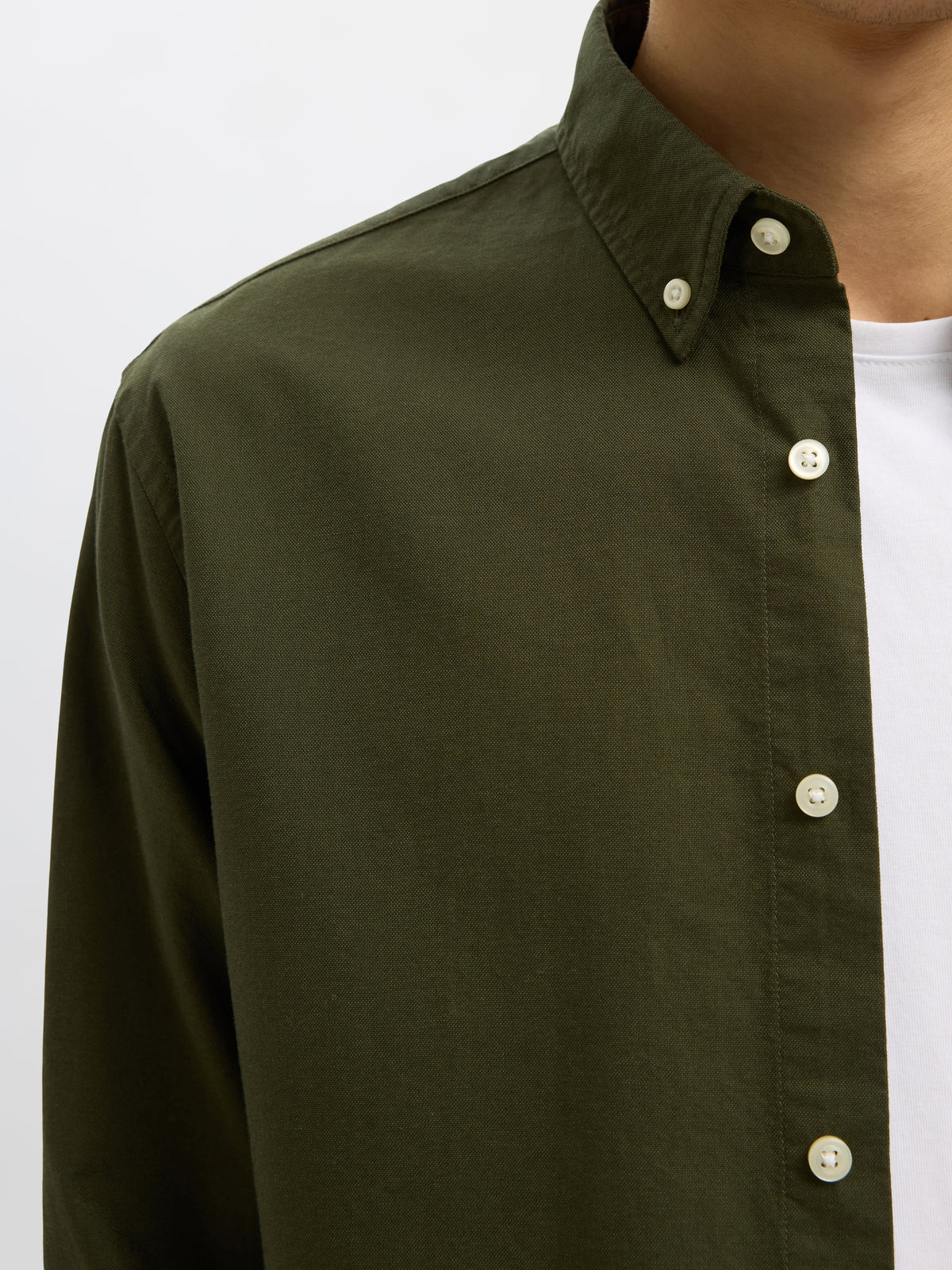 Forest night kalamata katoenen hemd (regular fit) met lange mouwen Selected