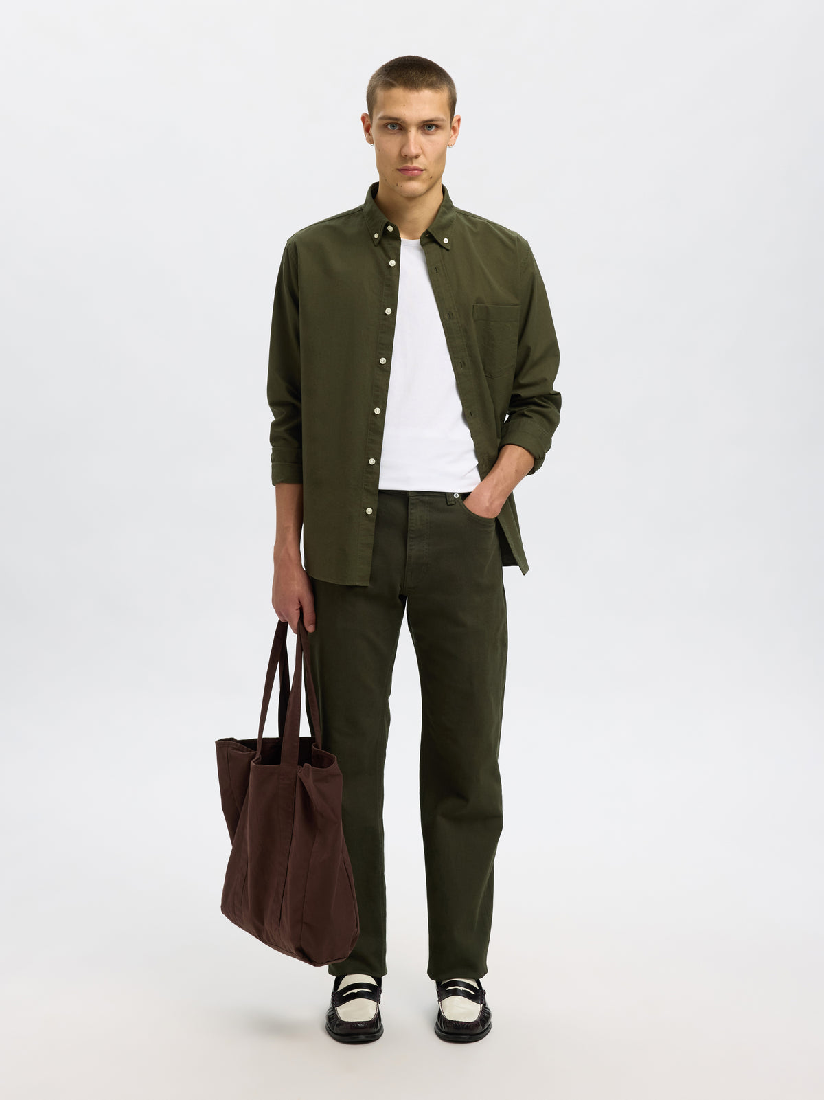 Forest night kalamata katoenen hemd (regular fit) met lange mouwen Selected