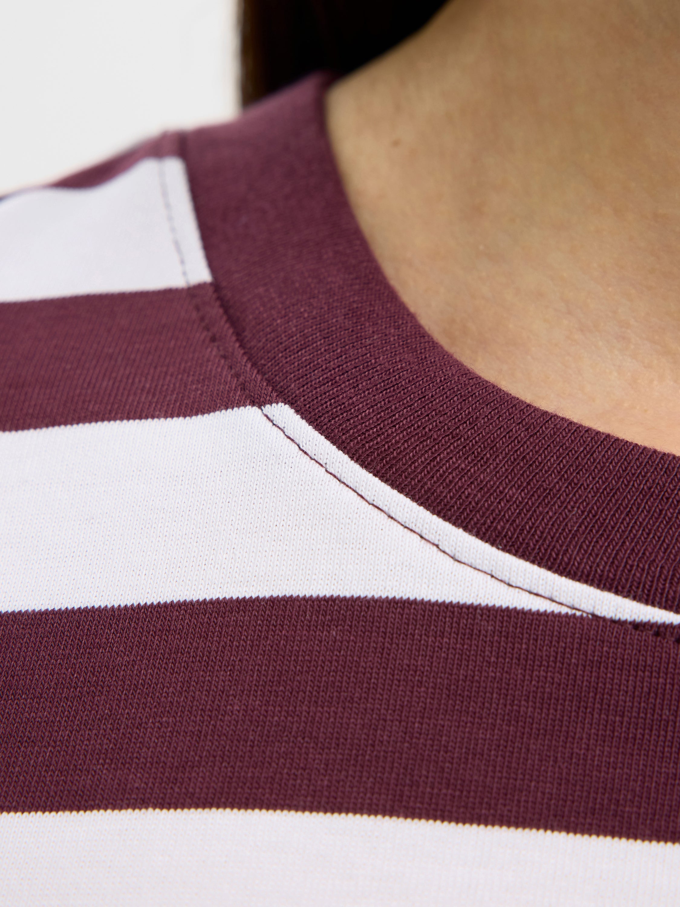 Bordeauw en witte gestreepte katoenen t-shirt Selected