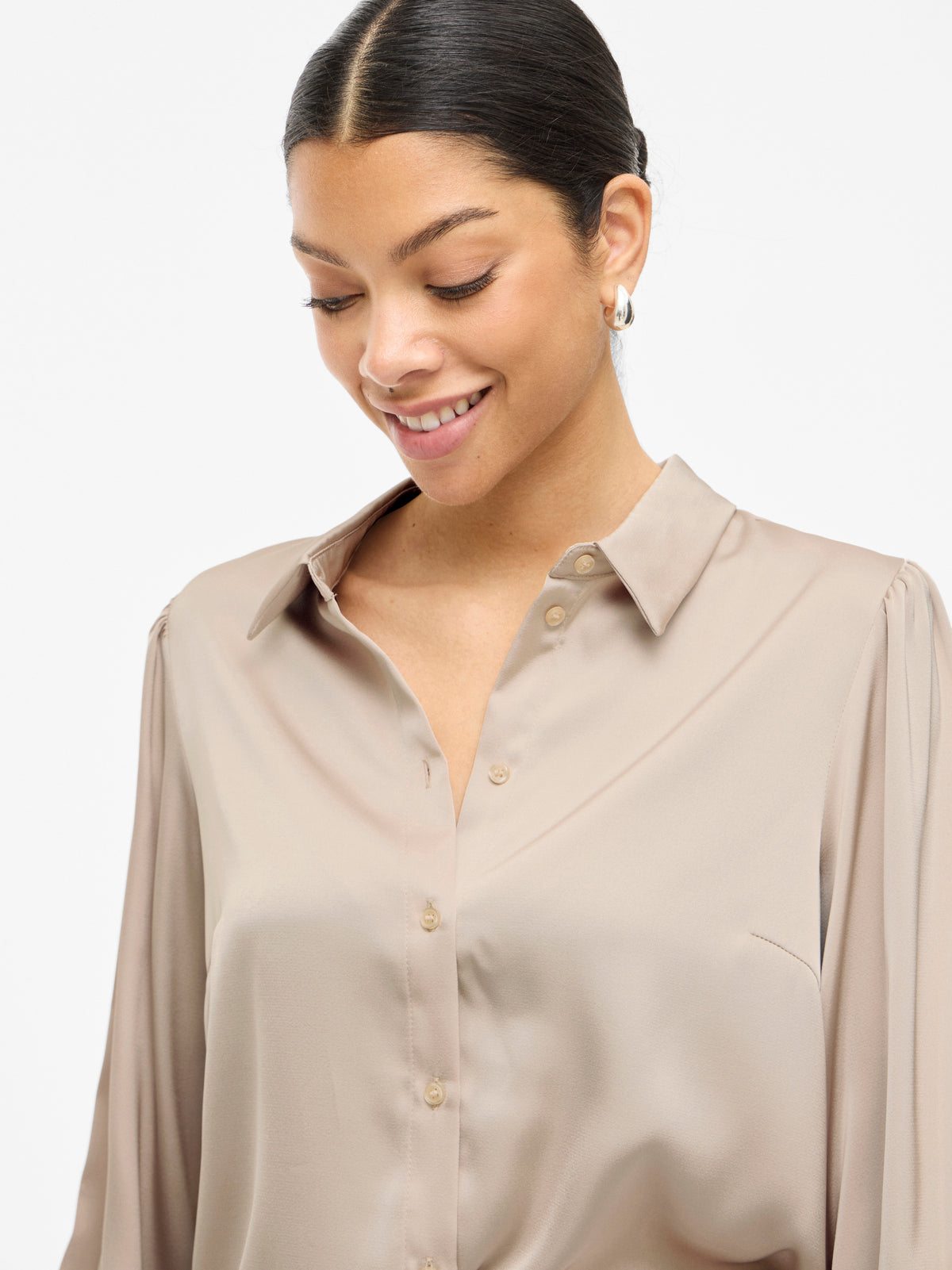 Beige blouse met knopen Vienna Ravenna Vila