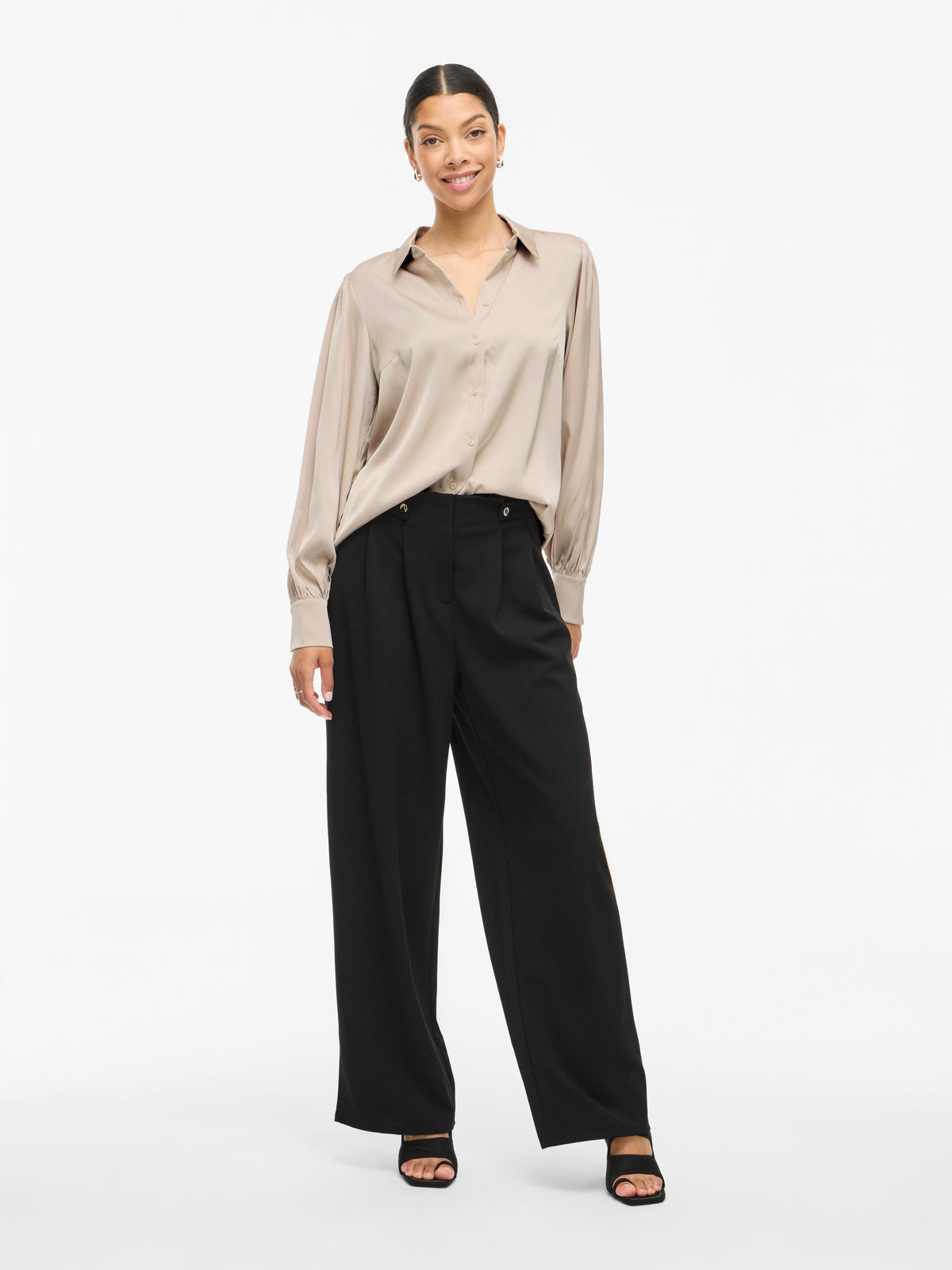 Beige blouse met knopen Vienna Ravenna Vila