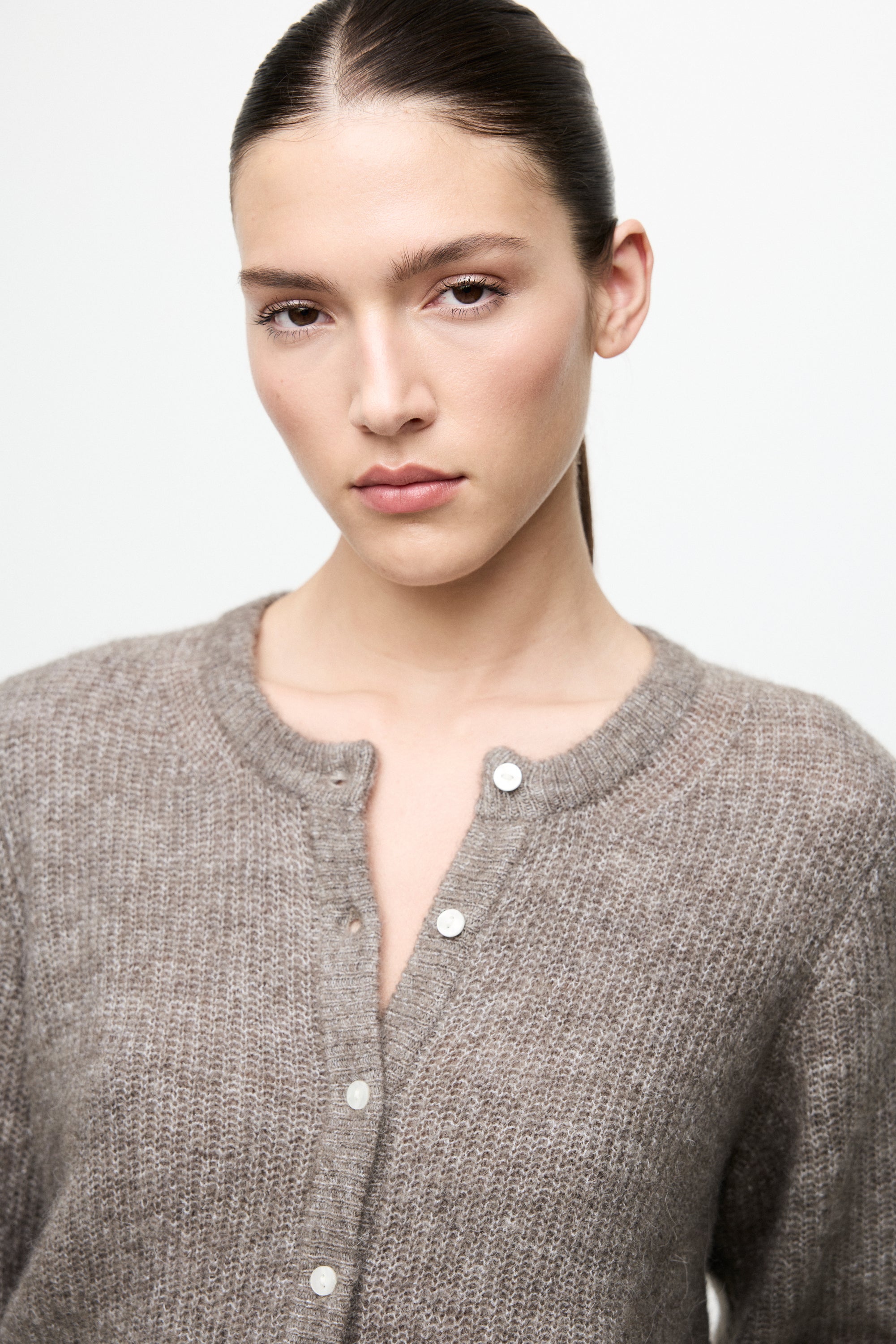 Taupe kleurige cardigan Vilory Vila