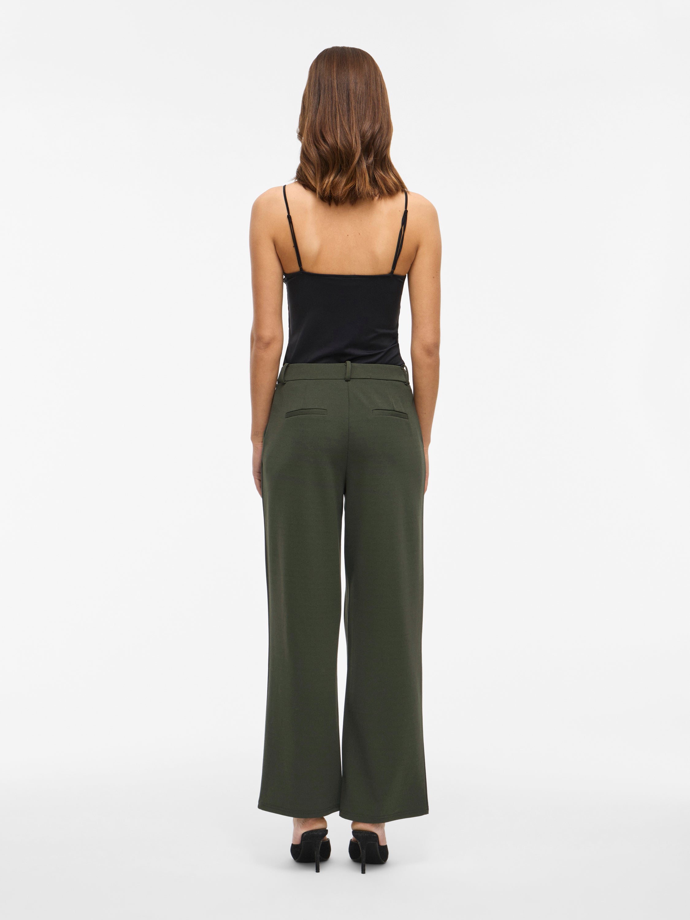 Kaki lange wijde broek Viclua Vila