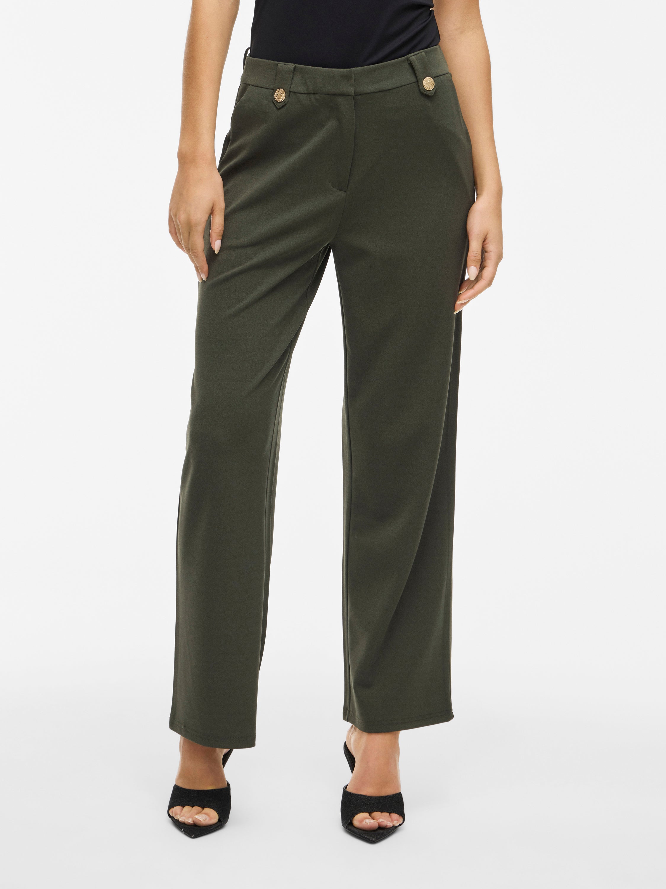 Kaki lange wijde broek Viclua Vila