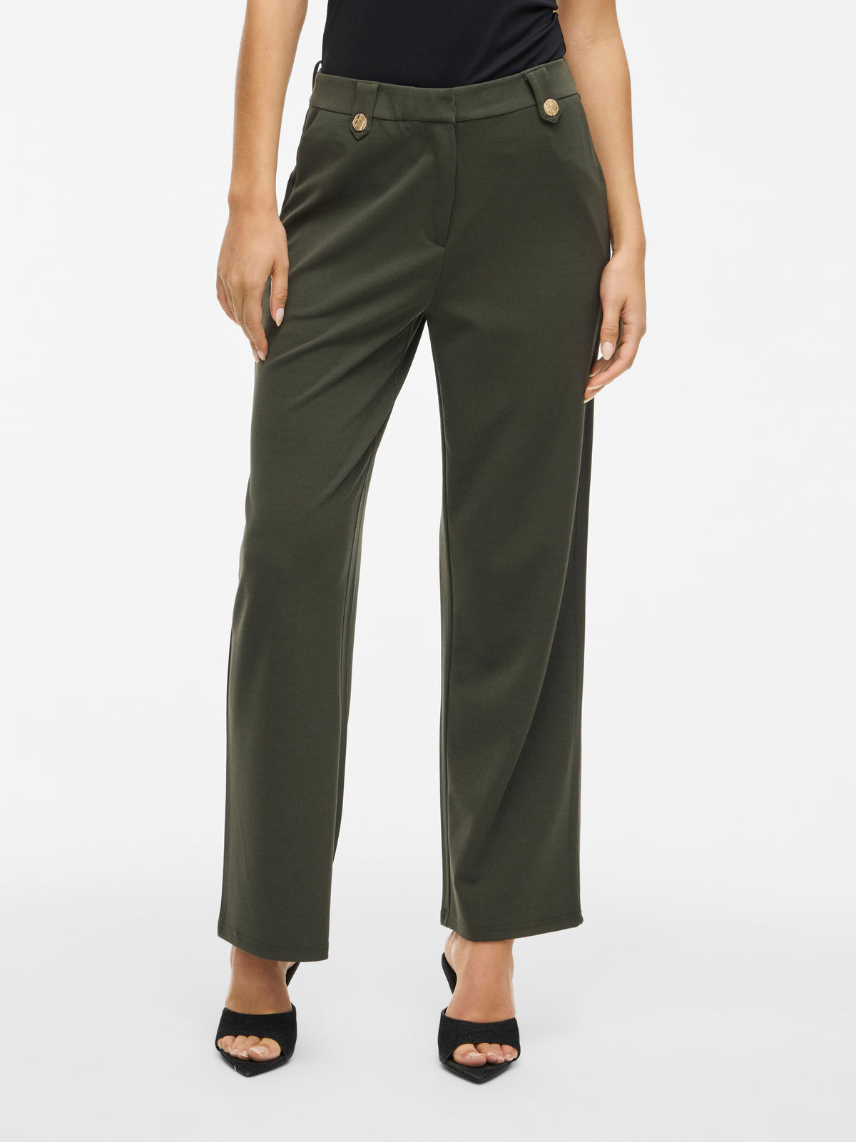 Kaki lange wijde broek Viclua Vila