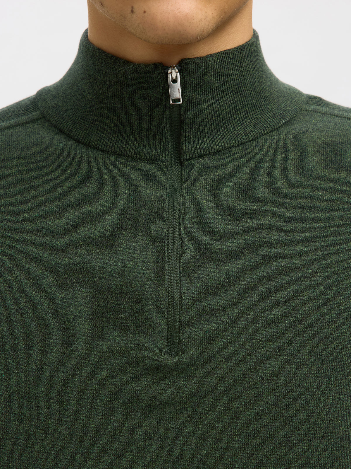 Kaki pull met opstaande kraag Selected