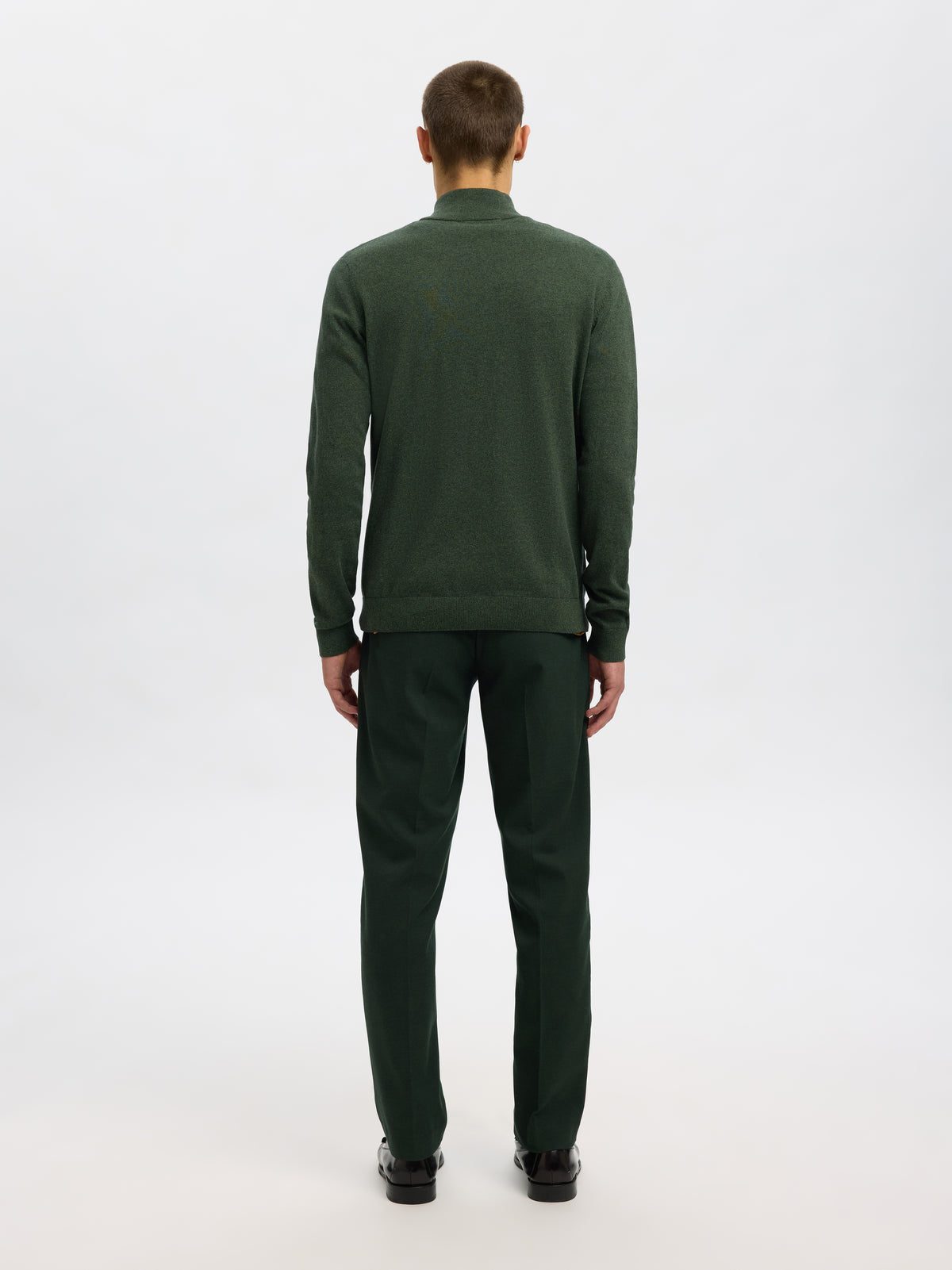 Kaki pull met opstaande kraag Selected