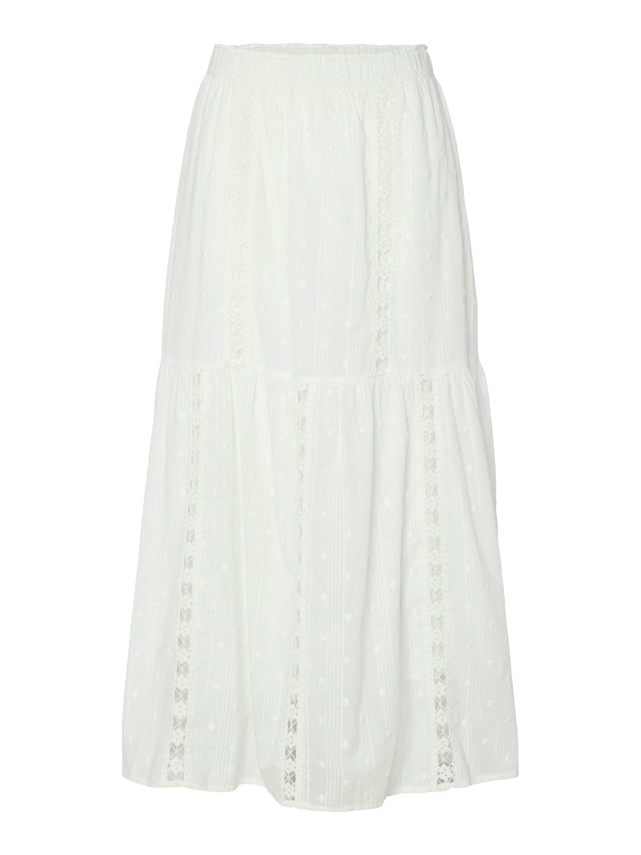 Jupe longue blanche brodée avec élastique Yasthia YAS