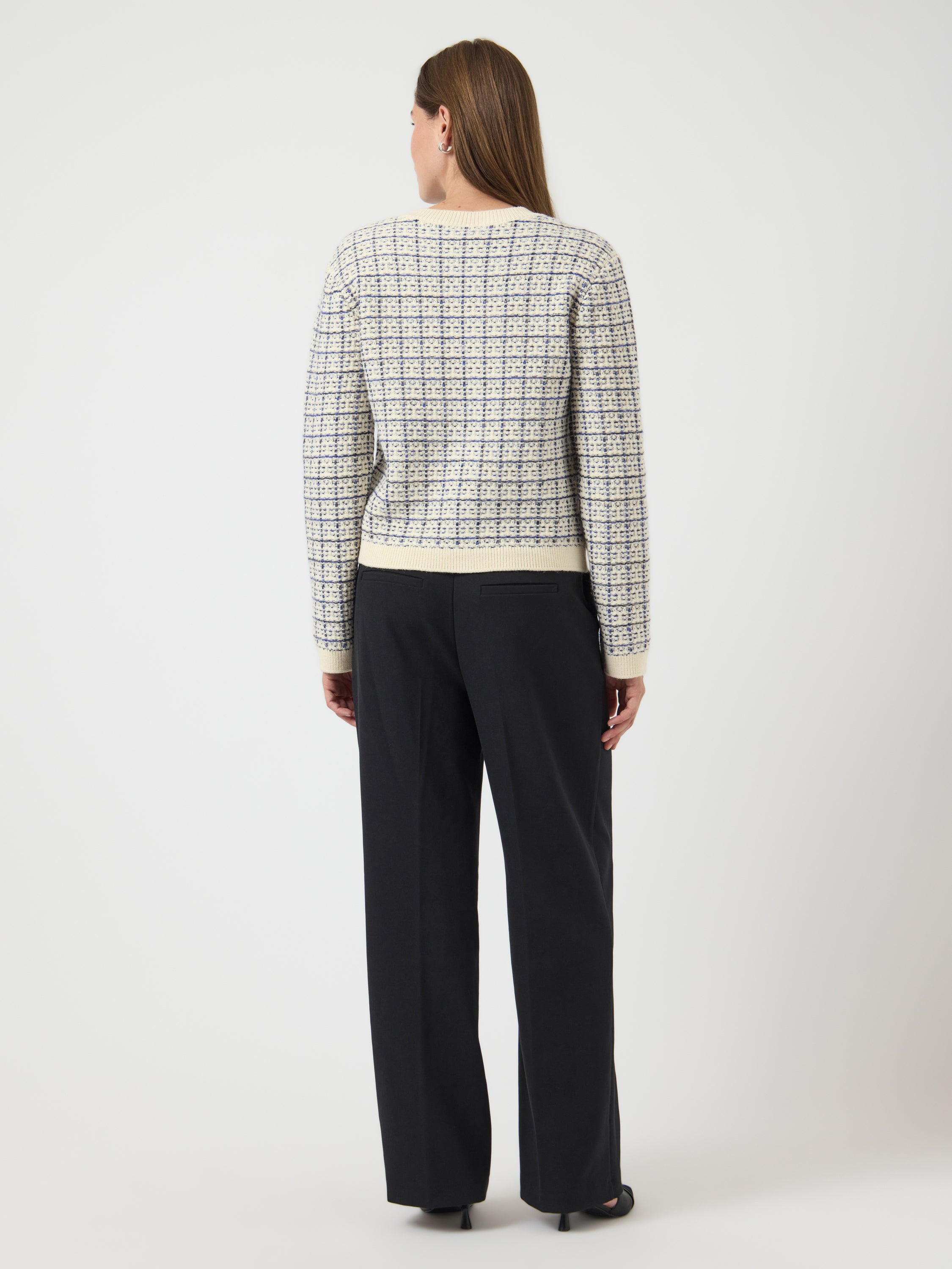 Ecru gilet met kobaltblauwe en zwarte details Yaslivia Y.A.S