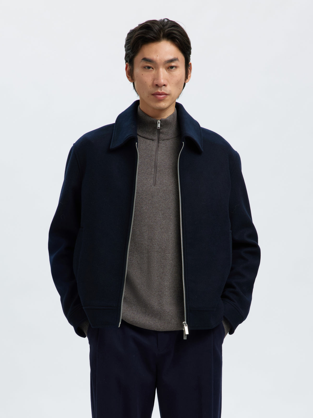 Donkerblauwe geklede jas Selected Homme