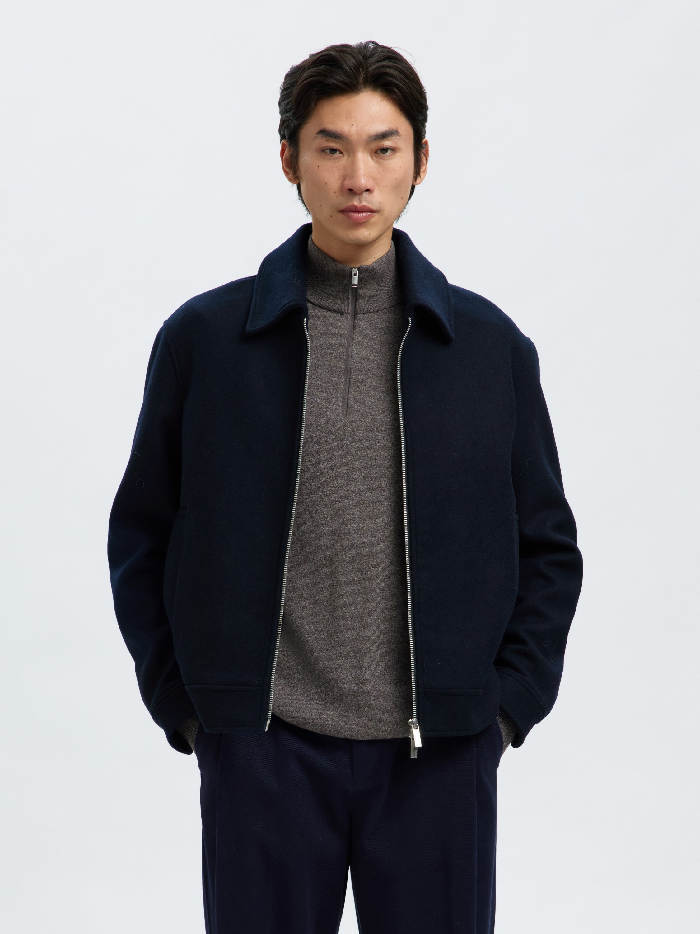 Donkerblauwe geklede jas Selected Homme
