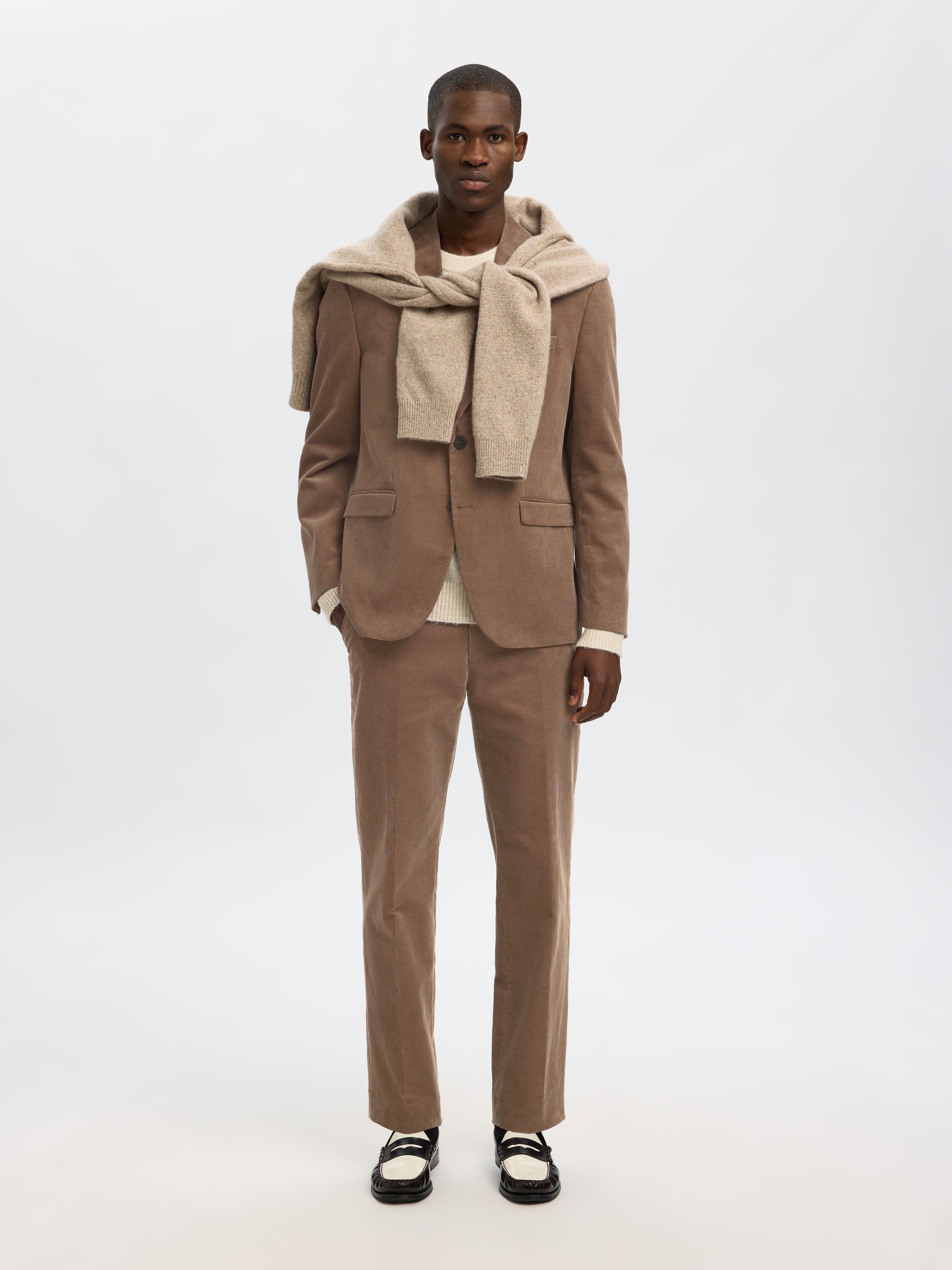 Bruine ribfluwelen blazer Selected Homme