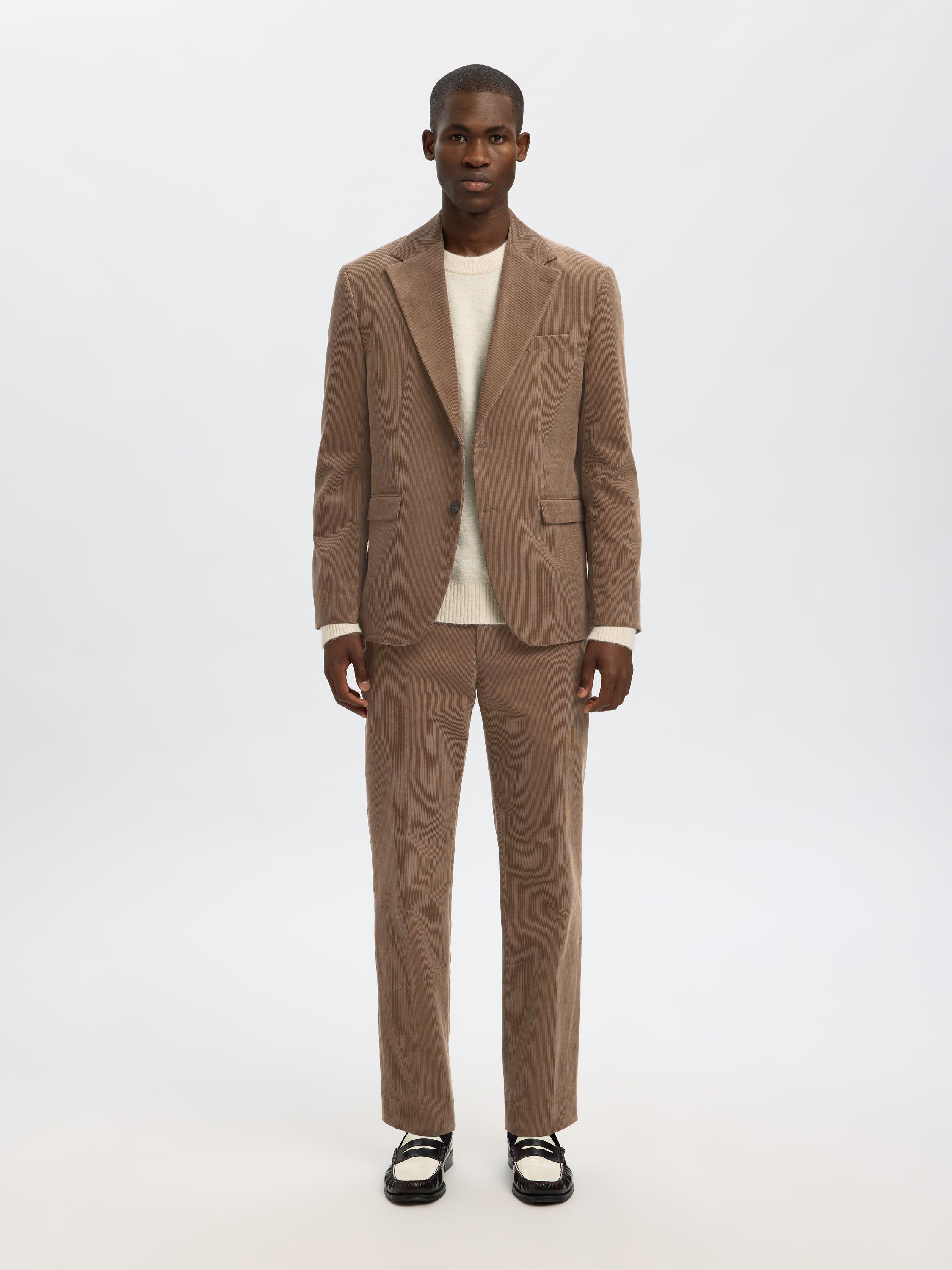 Bruine ribfluwelen blazer Selected Homme