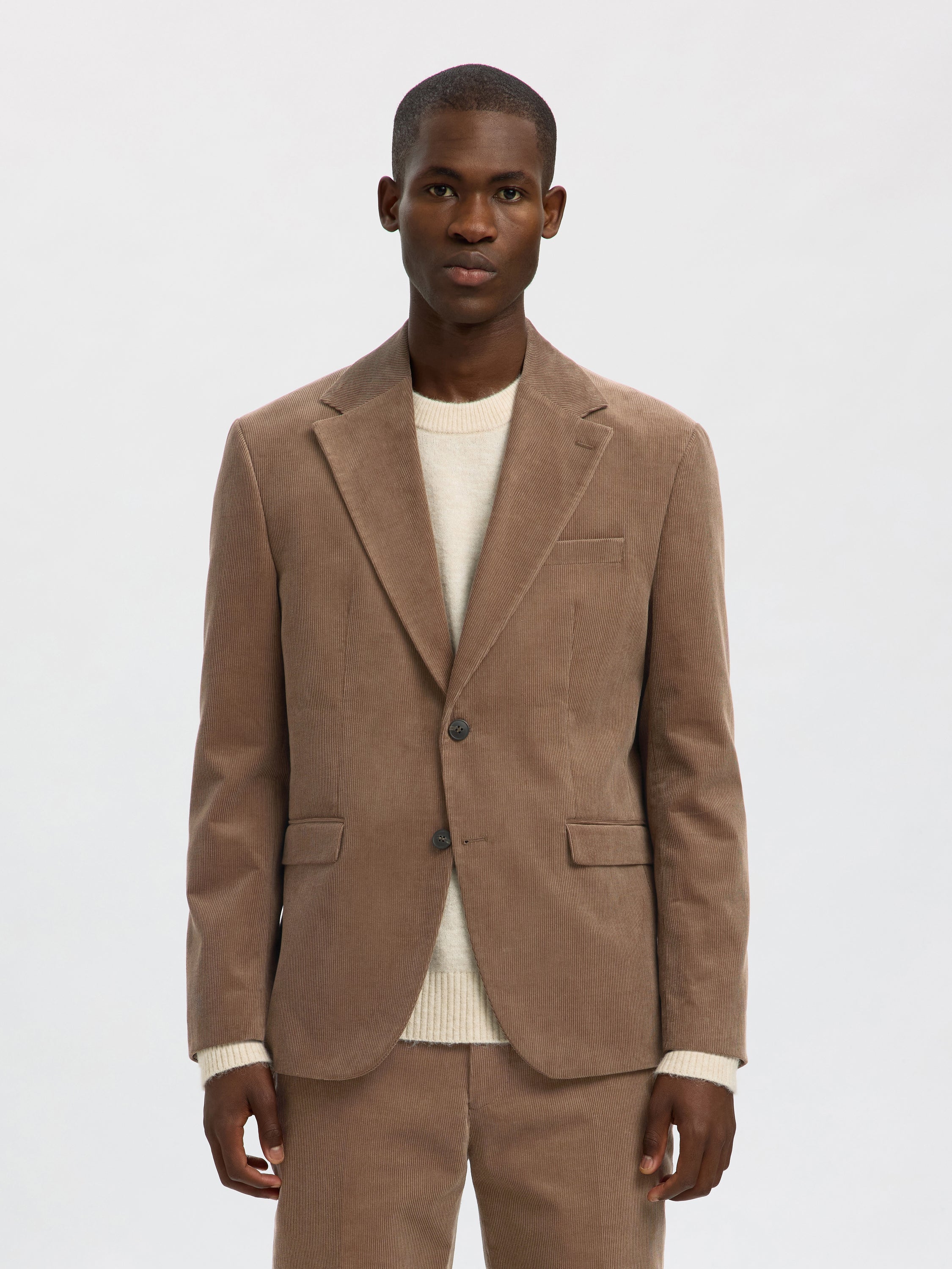 Bruine ribfluwelen blazer Selected Homme