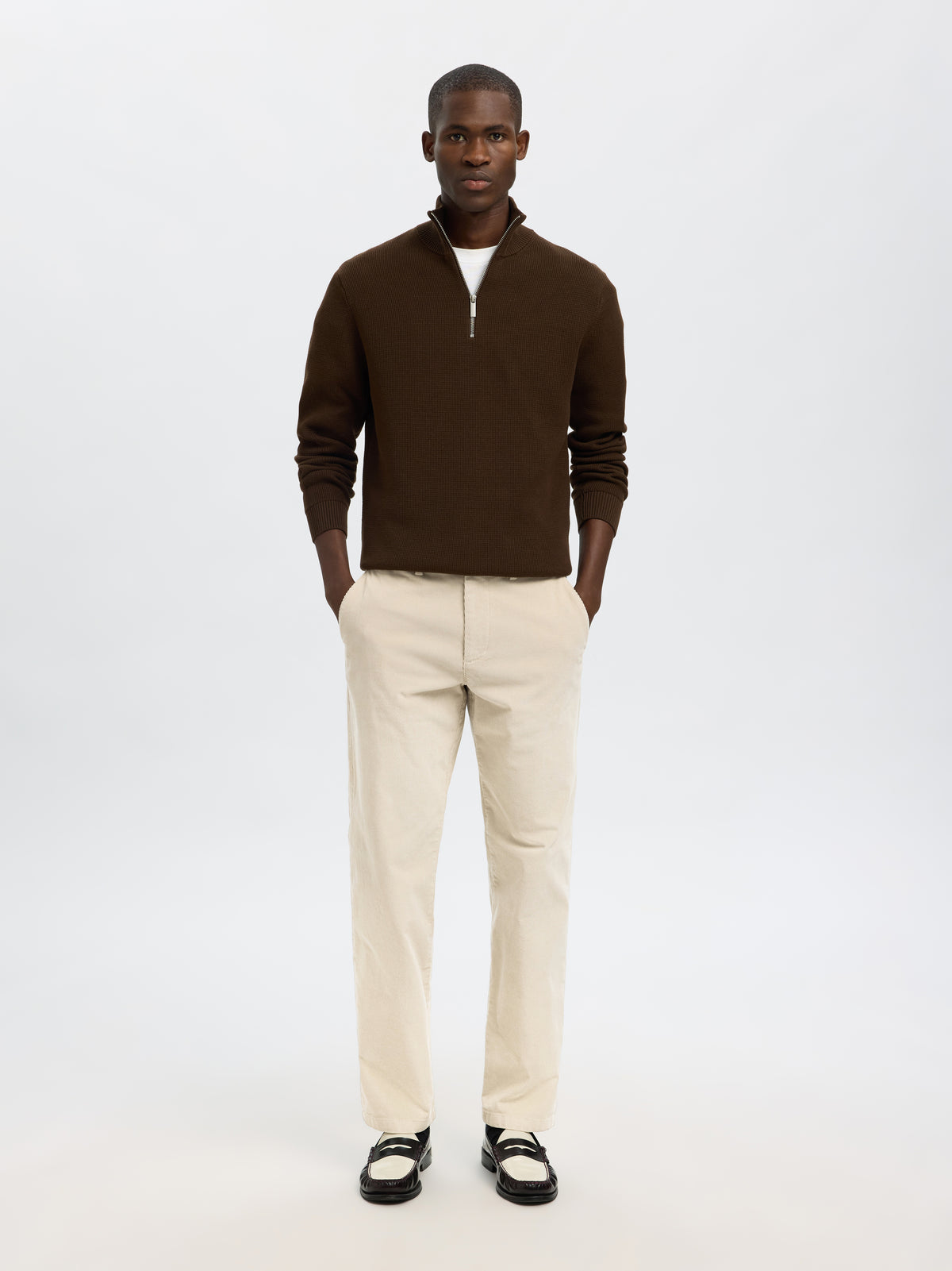 Beige ribfluwelen broek Selected Homme