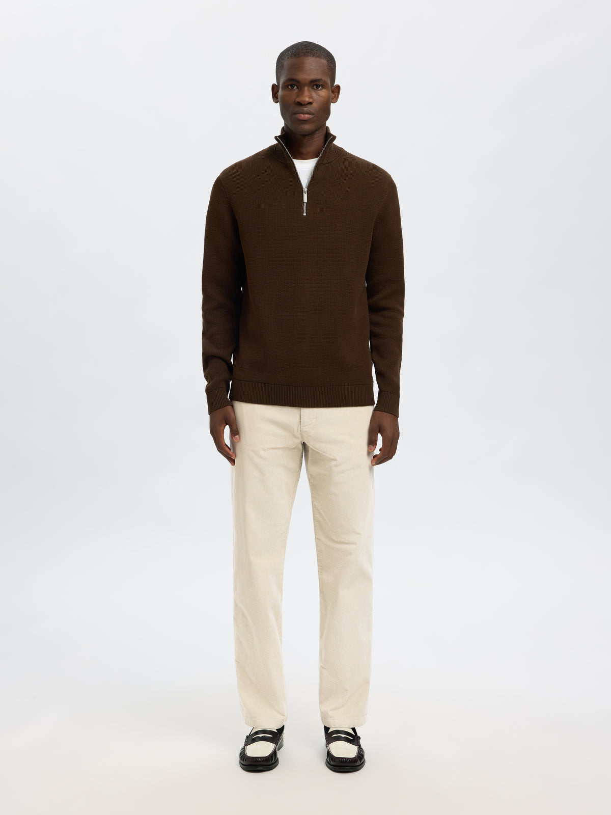 Beige ribfluwelen broek Selected Homme