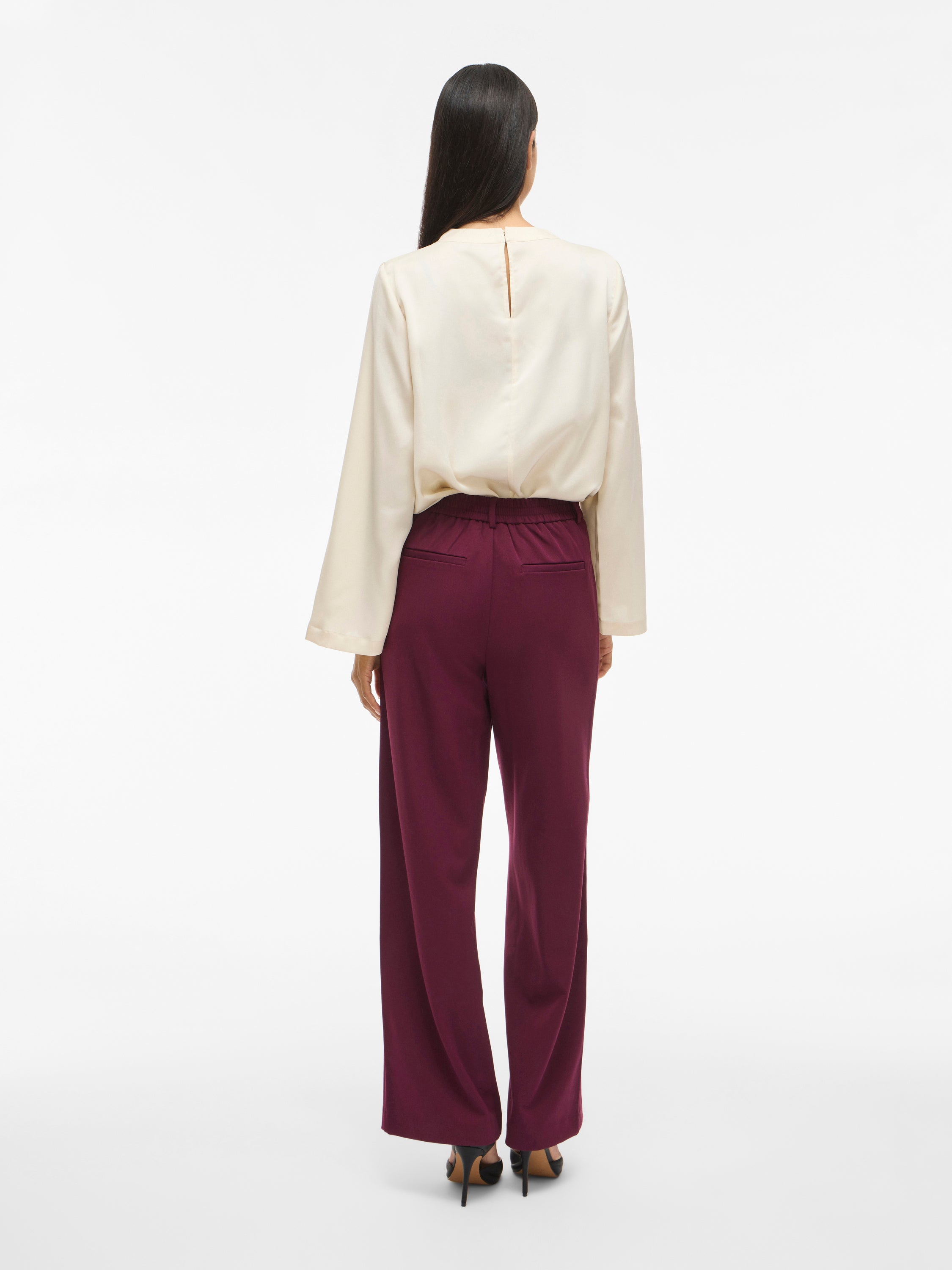 Bordeaux lange wijde broek Vila